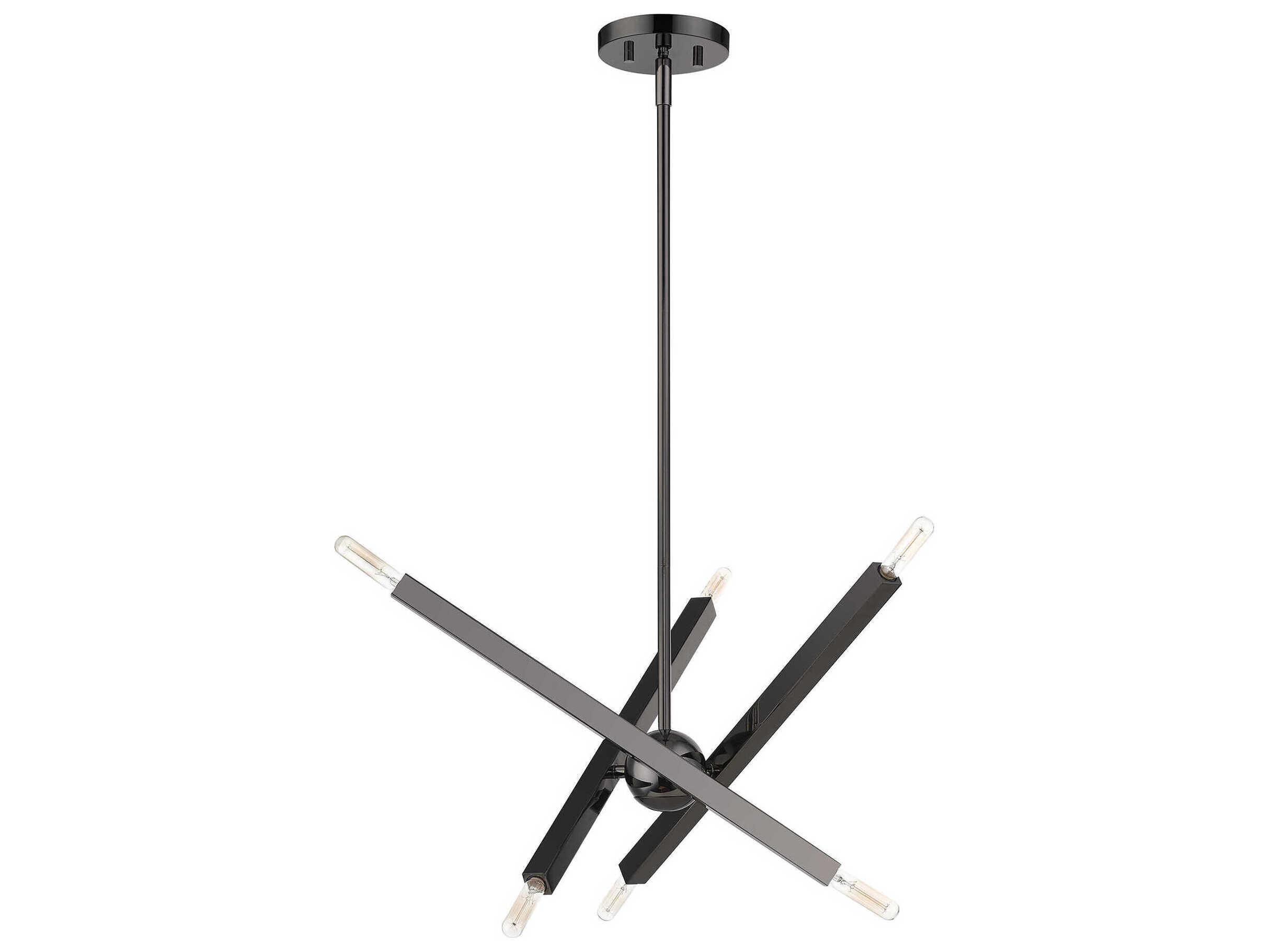 Livex Lighting Monaco 6-Light Black Chrome Candelabra Sputnik Chandelier