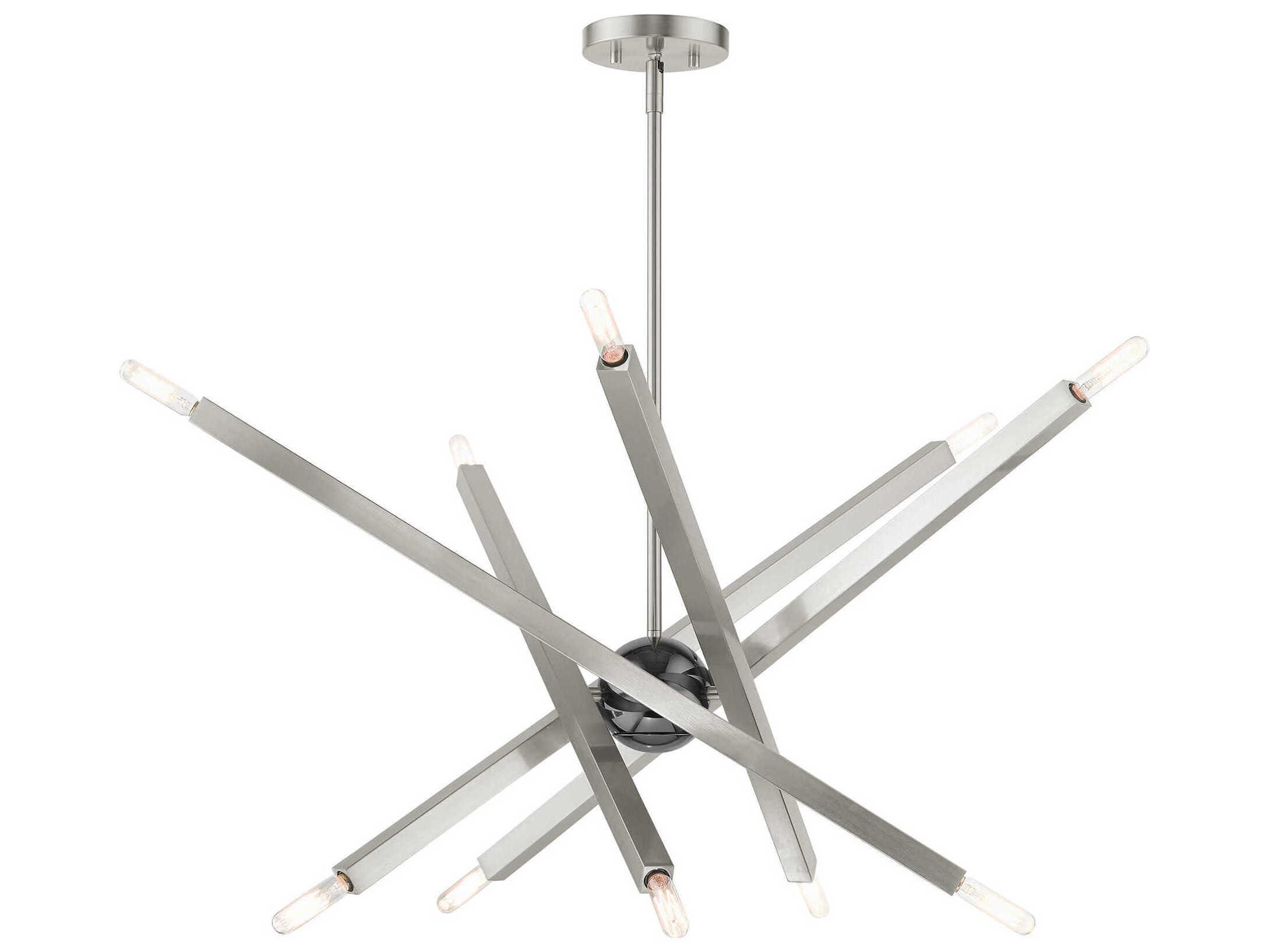 Livex Lighting Monaco 10-Light Brushed Nickel Candelabra Sputnik Chandelier