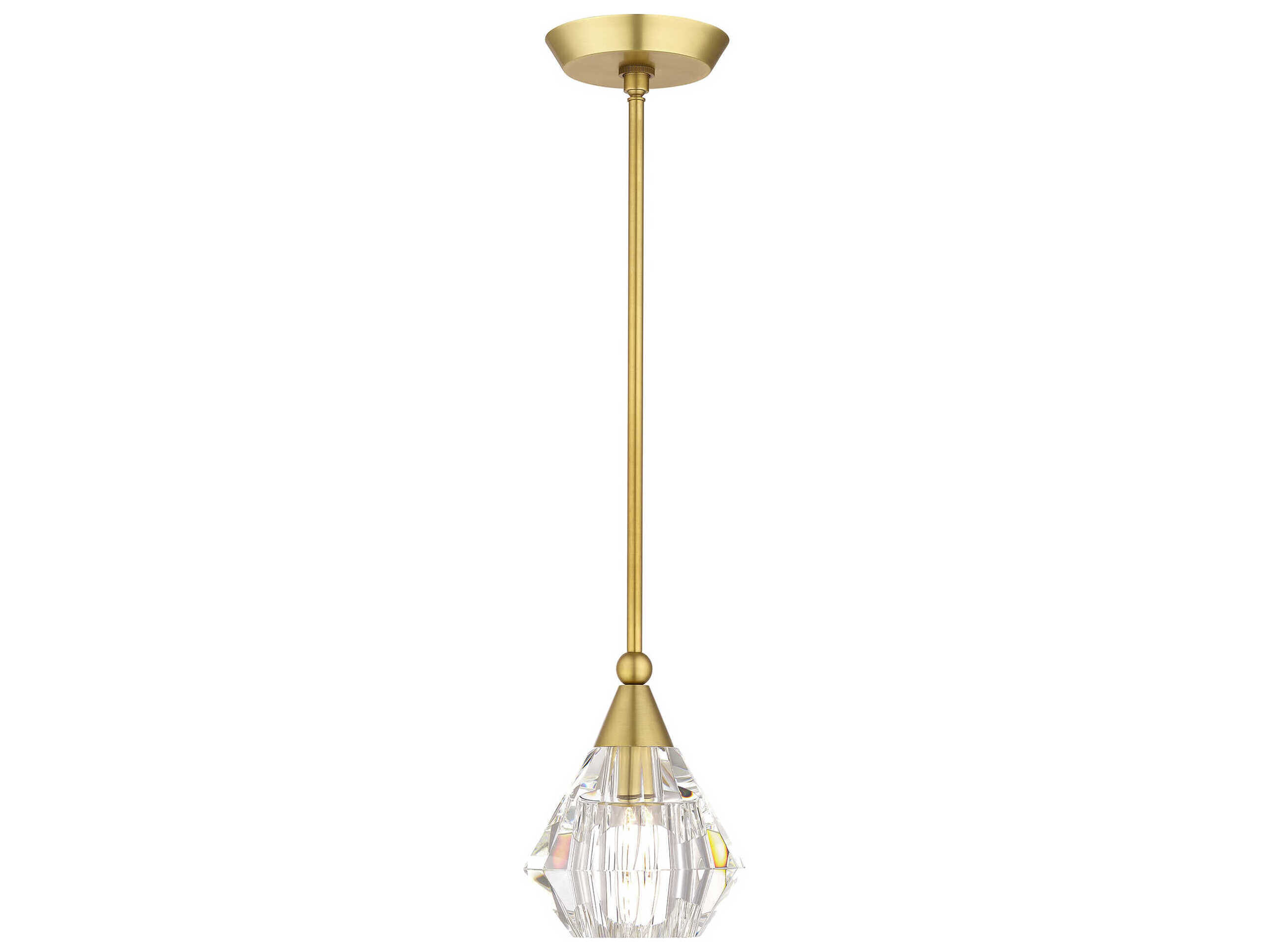 Livex Lighting Brussels 1-Light Natural Brass Crystal Mini Pendant