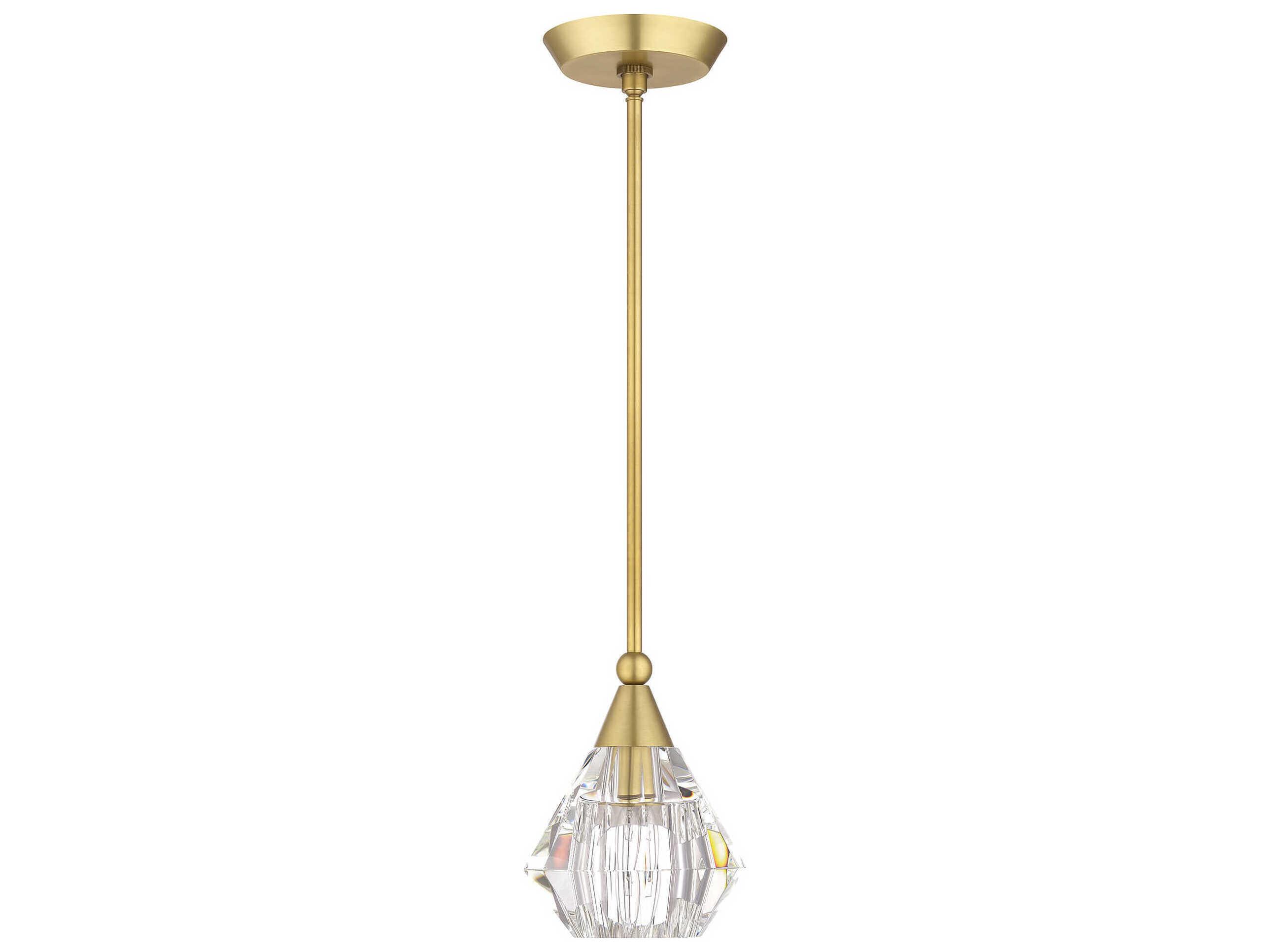 Livex Lighting Brussels 1-Light Natural Brass Crystal Mini Pendant