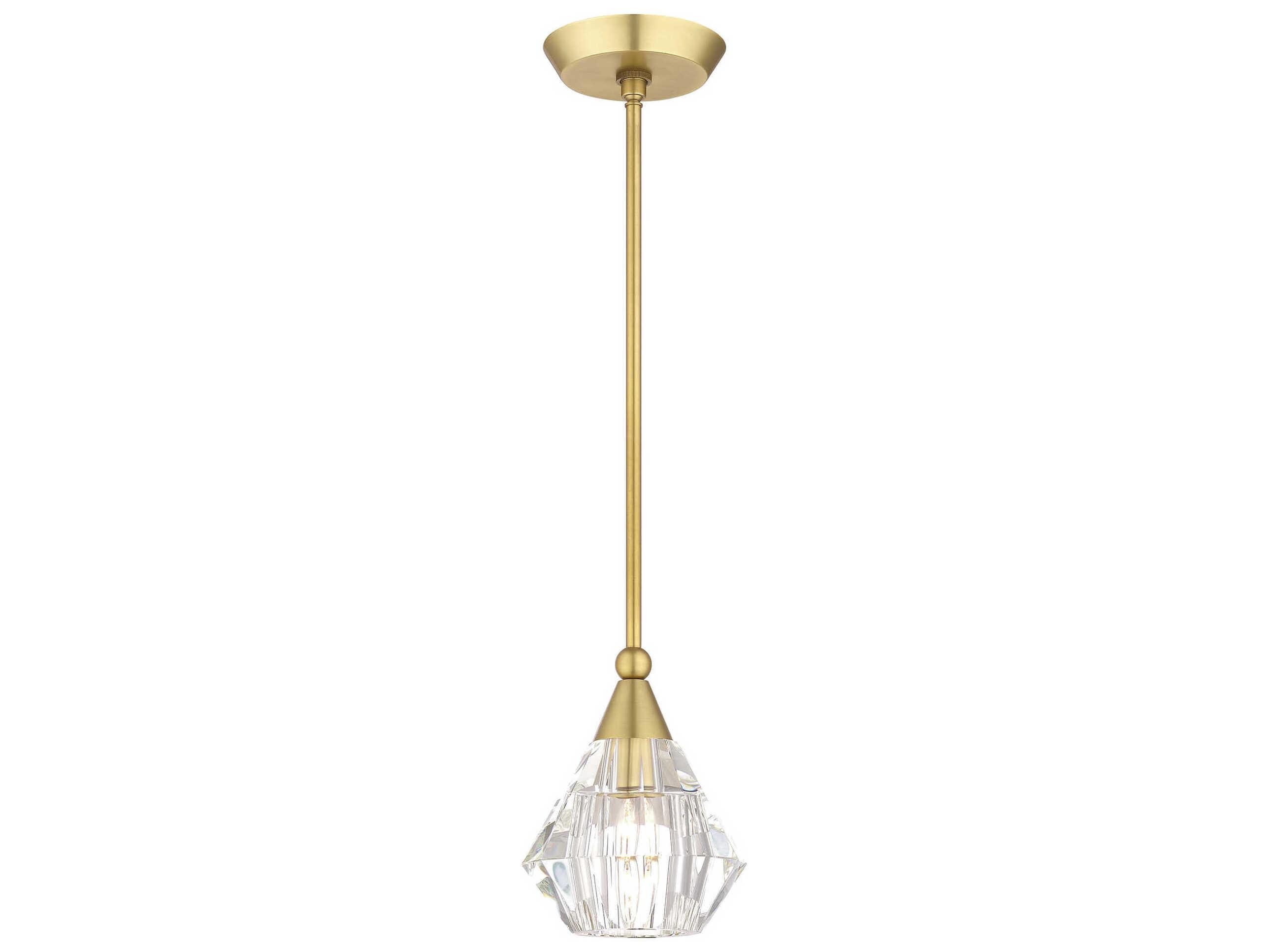 Livex Lighting Brussels 1-Light Natural Brass Crystal Mini Pendant