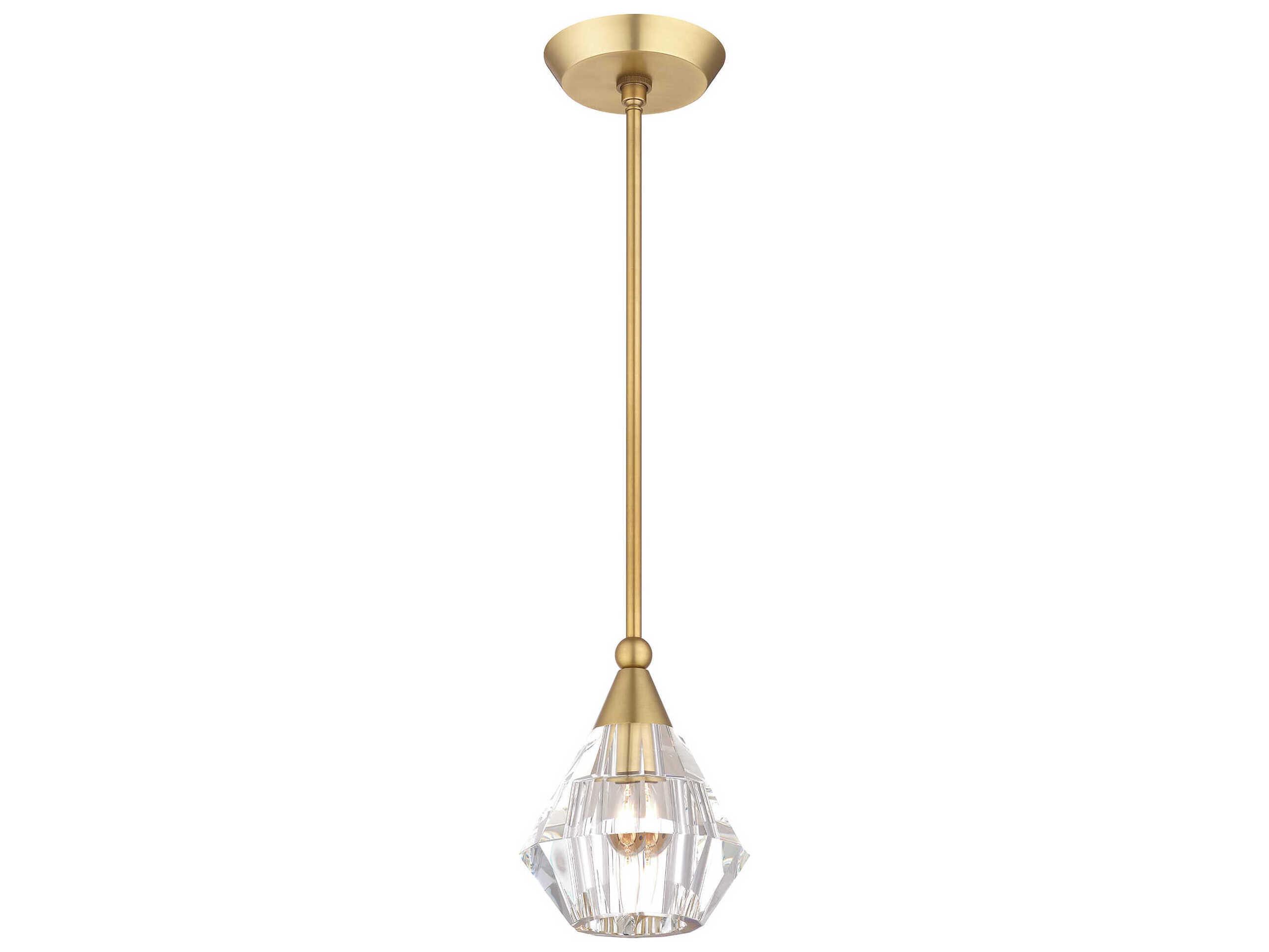 Livex Lighting Brussels 1-Light Natural Brass Crystal Mini Pendant