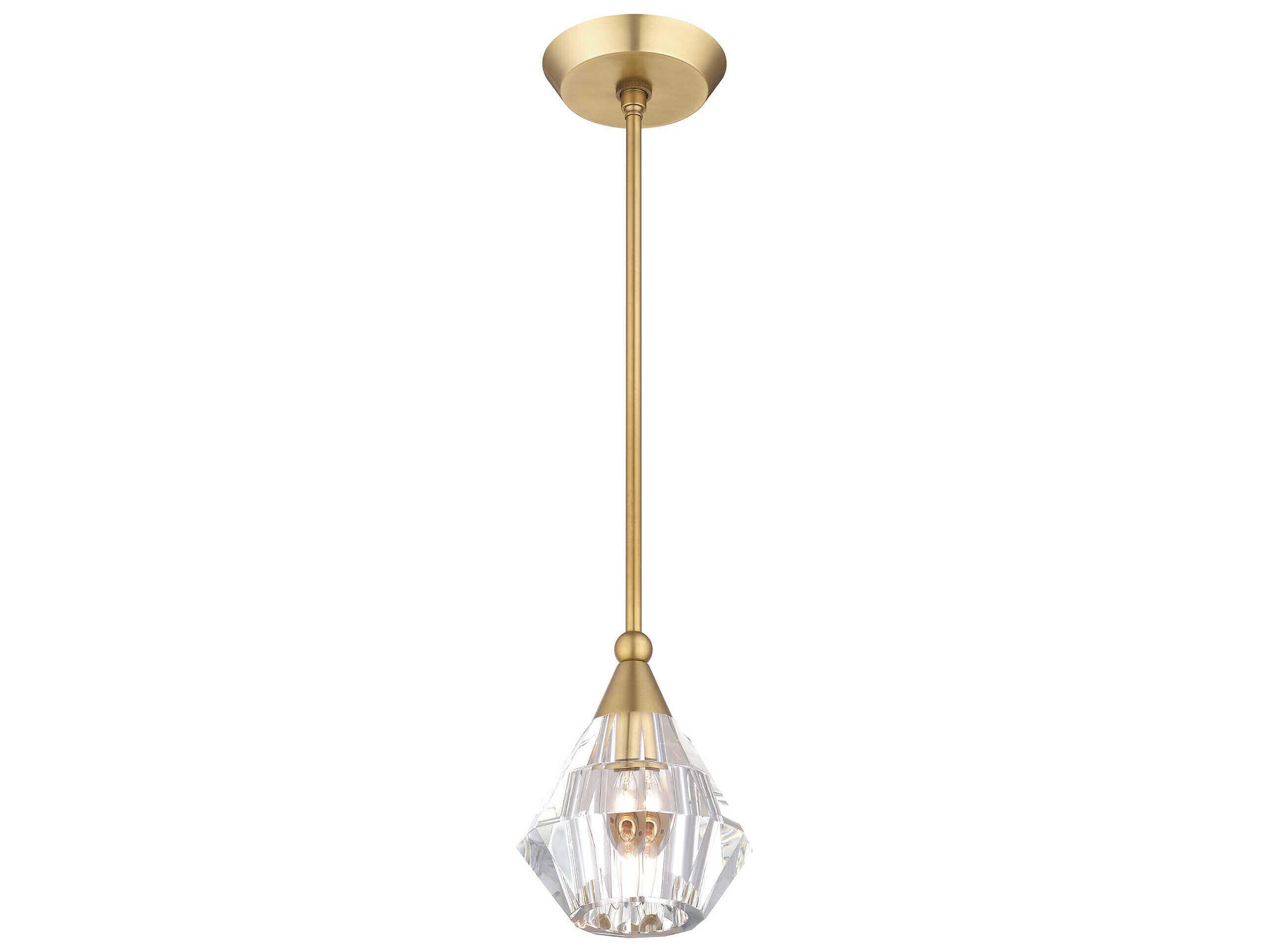 Livex Lighting Brussels 1-Light Natural Brass Crystal Mini Pendant