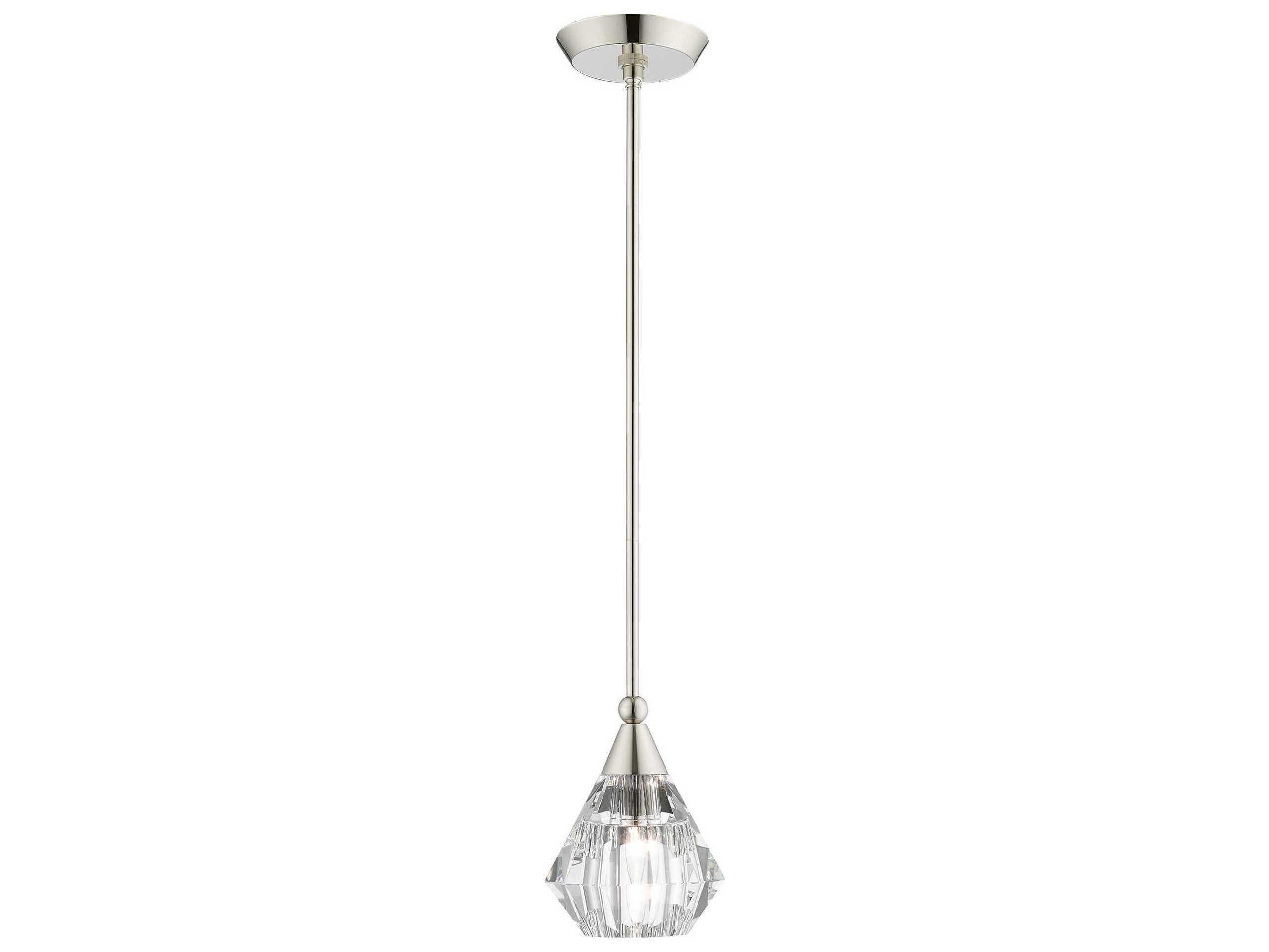 Livex Lighting Brussels 1-Light Polished Nickel Crystal Mini Pendant