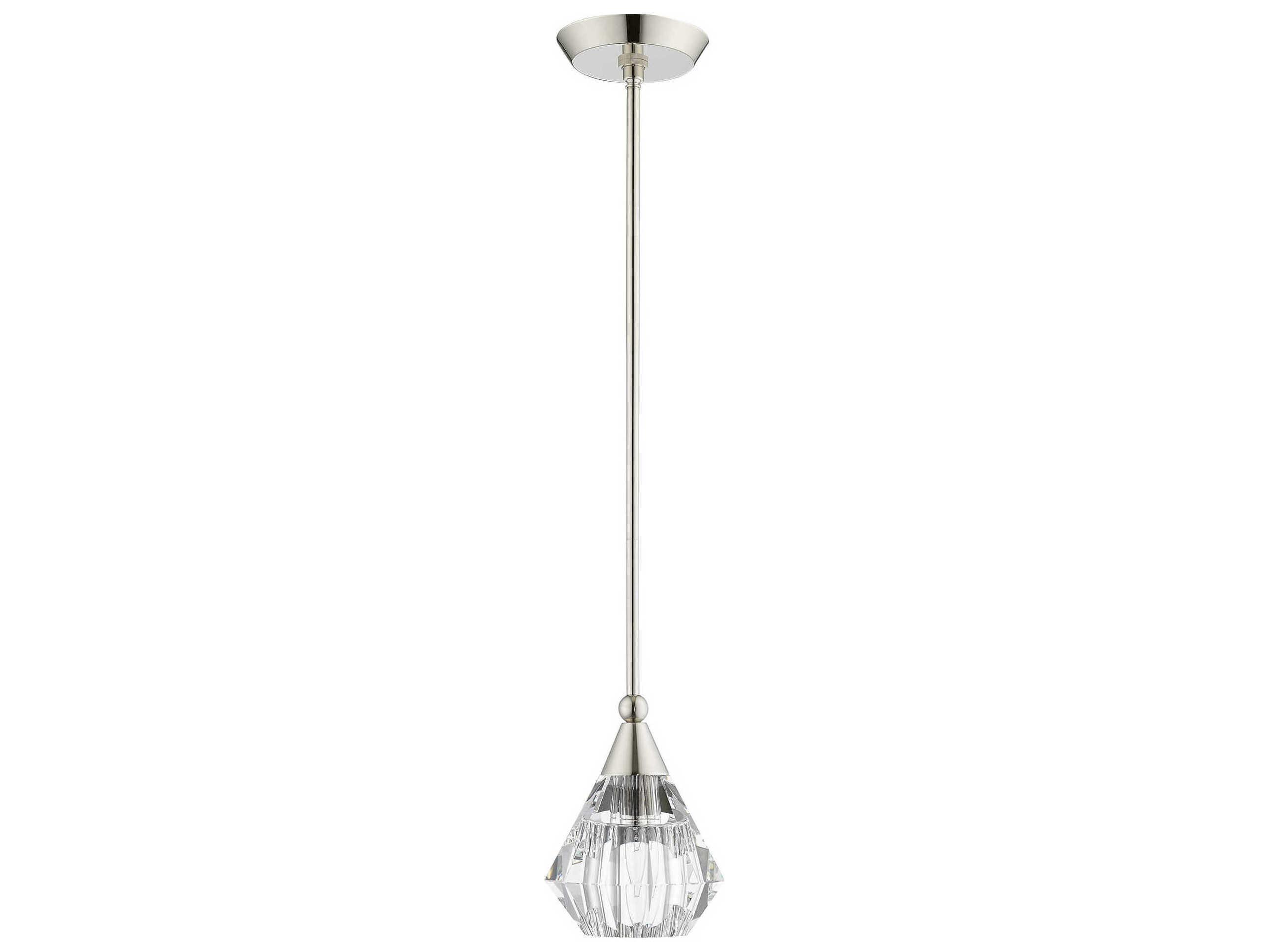 Livex Lighting Brussels 1-Light Polished Nickel Crystal Mini Pendant