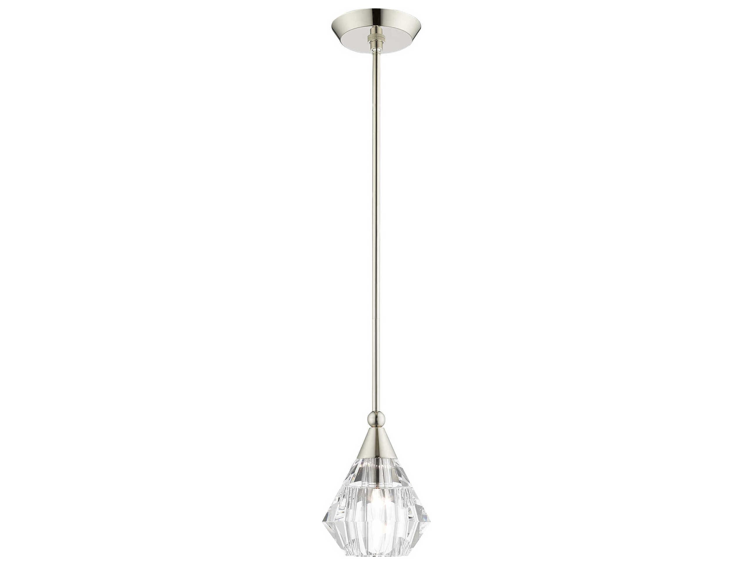 Livex Lighting Brussels 1-Light Polished Nickel Crystal Mini Pendant