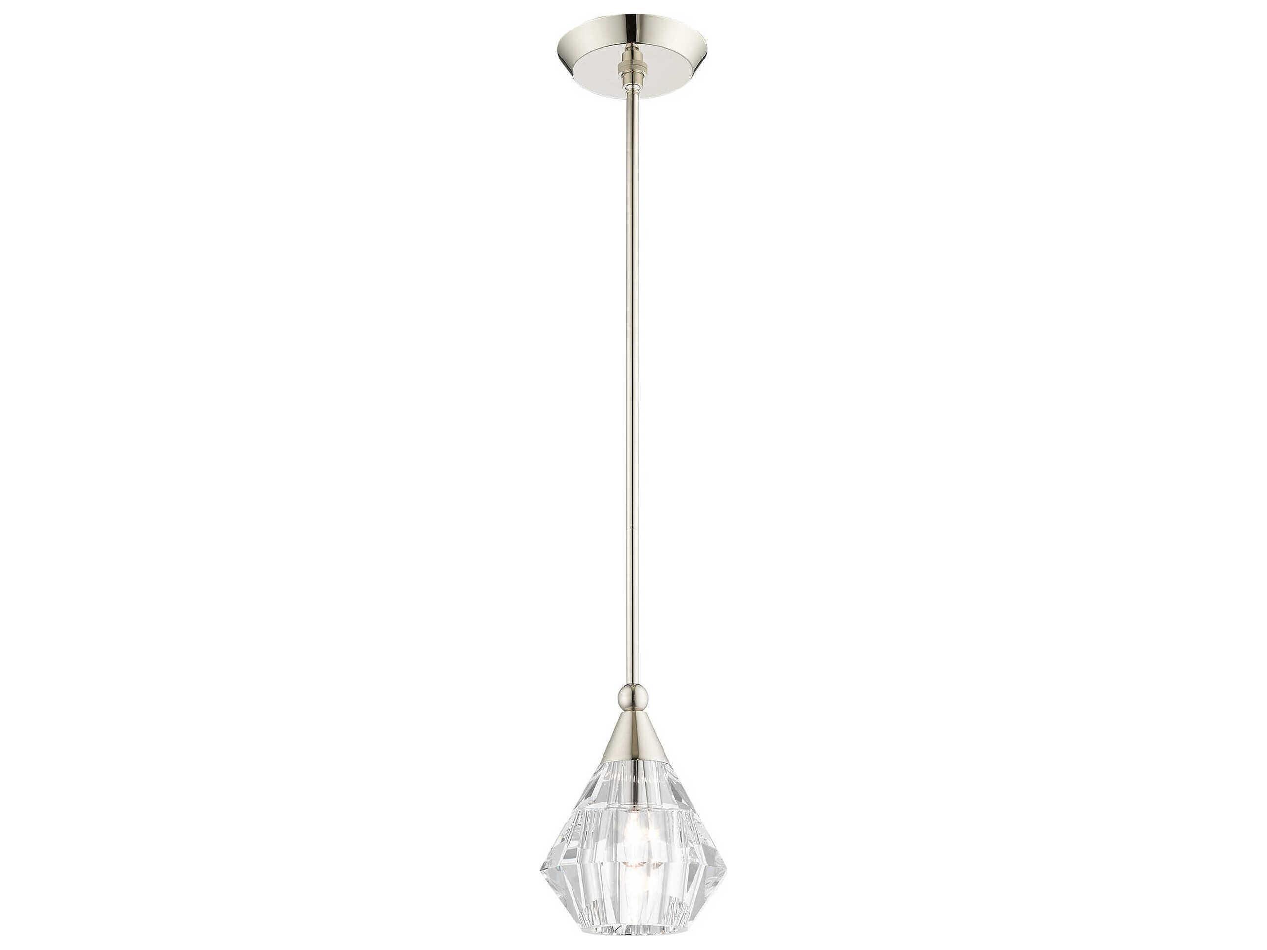 Livex Lighting Brussels 1-Light Polished Nickel Crystal Mini Pendant