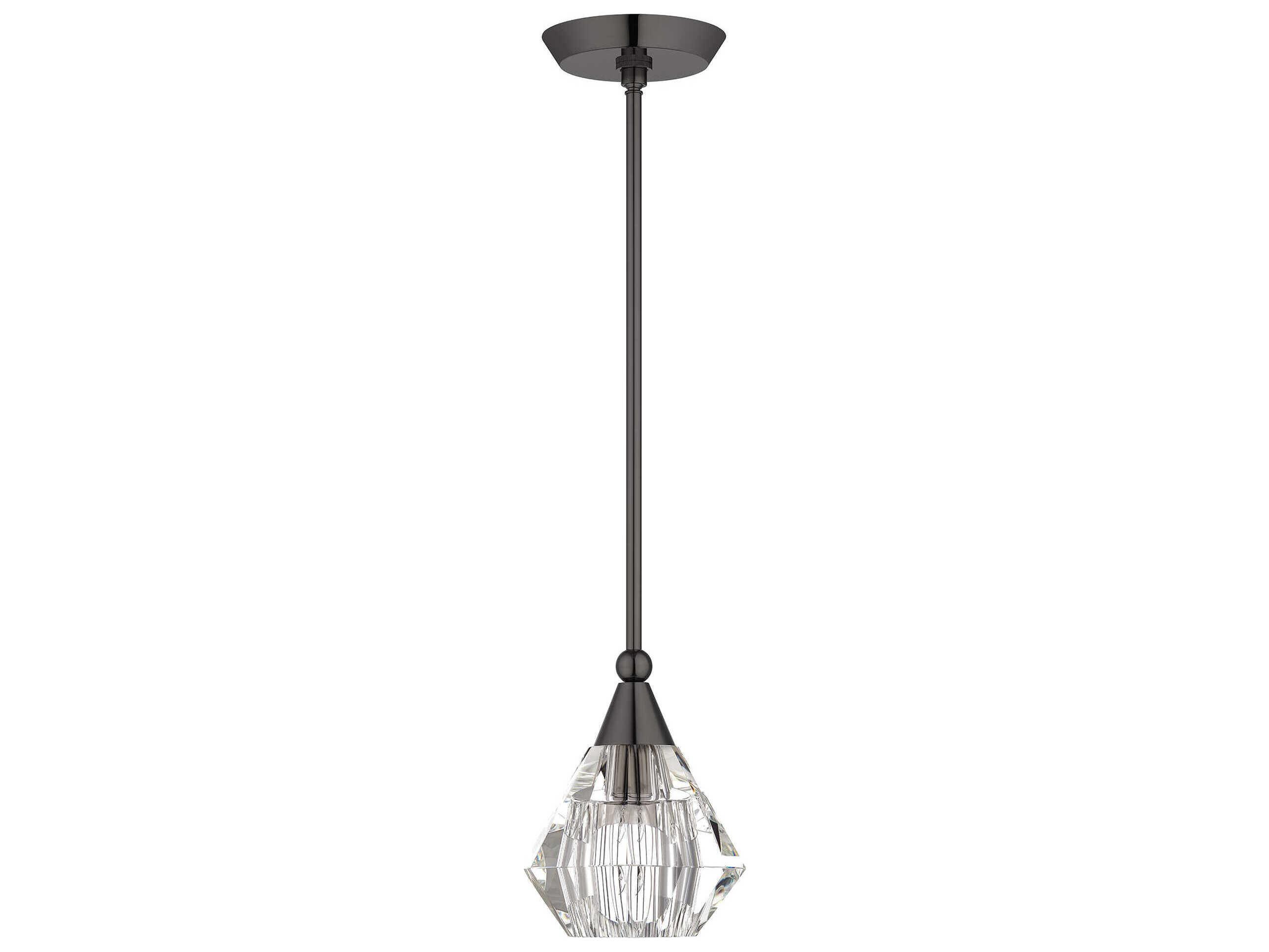Livex Lighting Brussels 1-Light Black Chrome Glass Mini Pendant