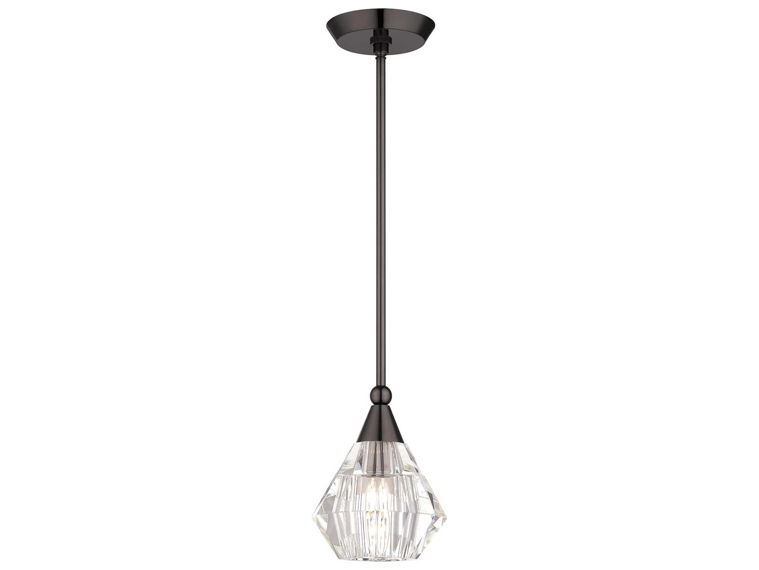 Livex Lighting Brussels 1-Light Black Chrome Glass Mini Pendant