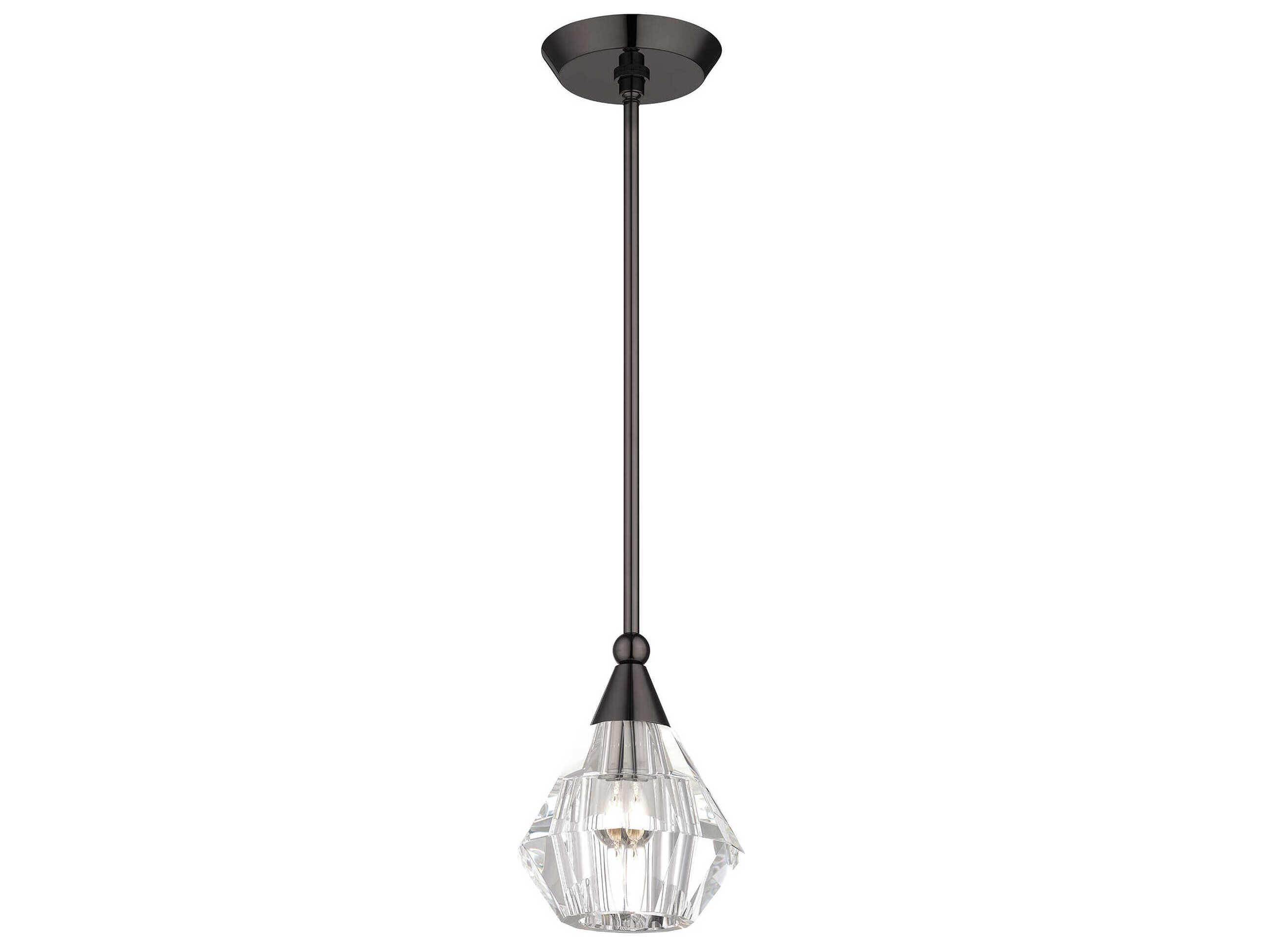 Livex Lighting Brussels 1-Light Black Chrome Glass Mini Pendant