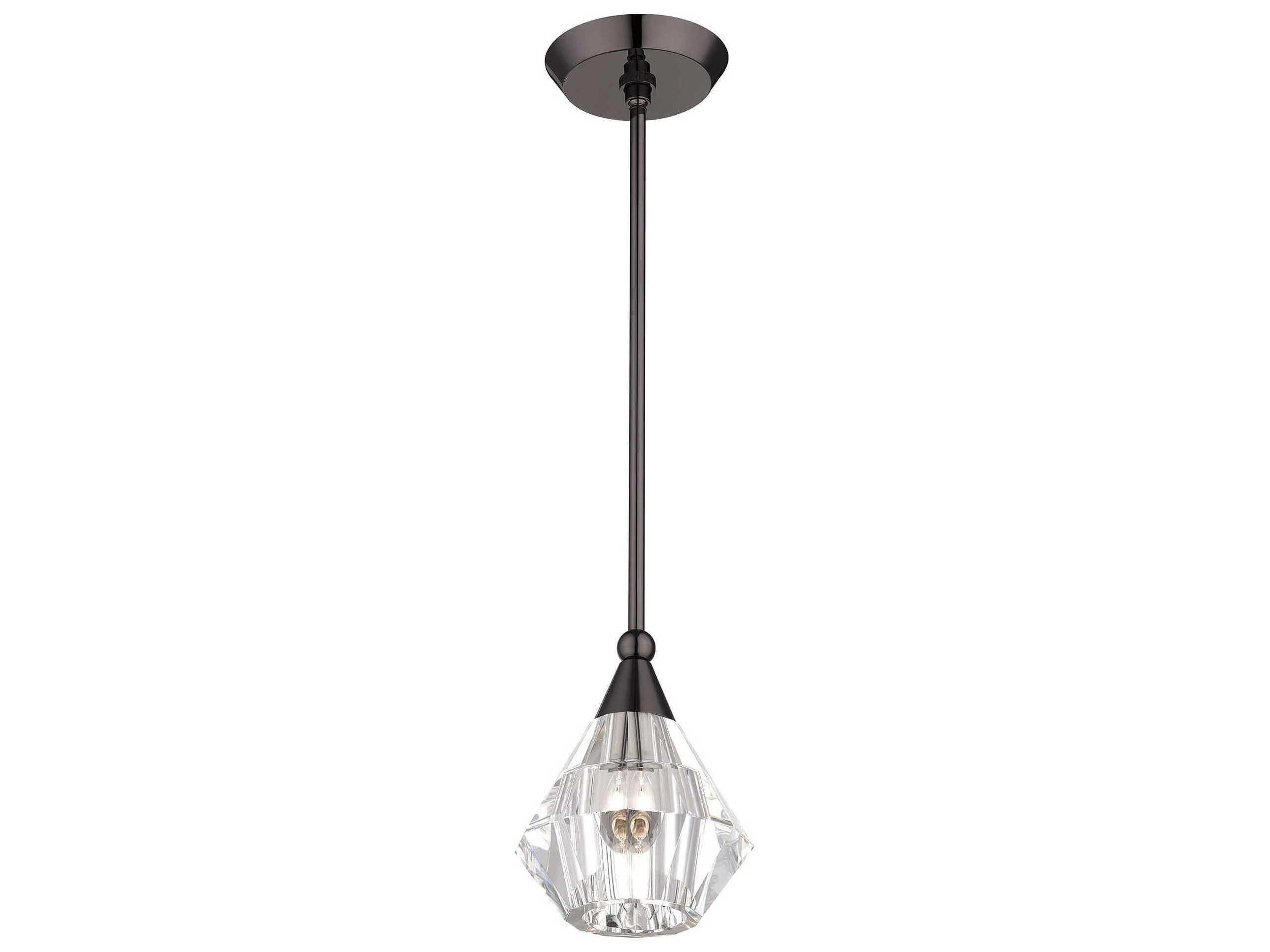 Livex Lighting Brussels 1-Light Black Chrome Glass Mini Pendant