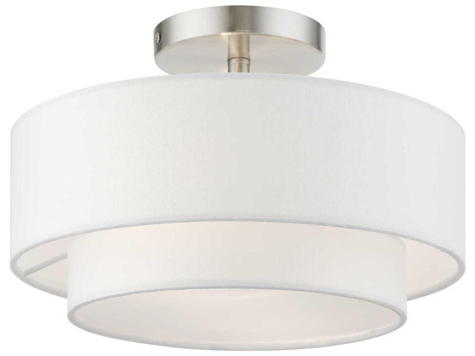 Livex Lighting Meridian 2-Light Brushed Nickel Drum Semi Flush Mount