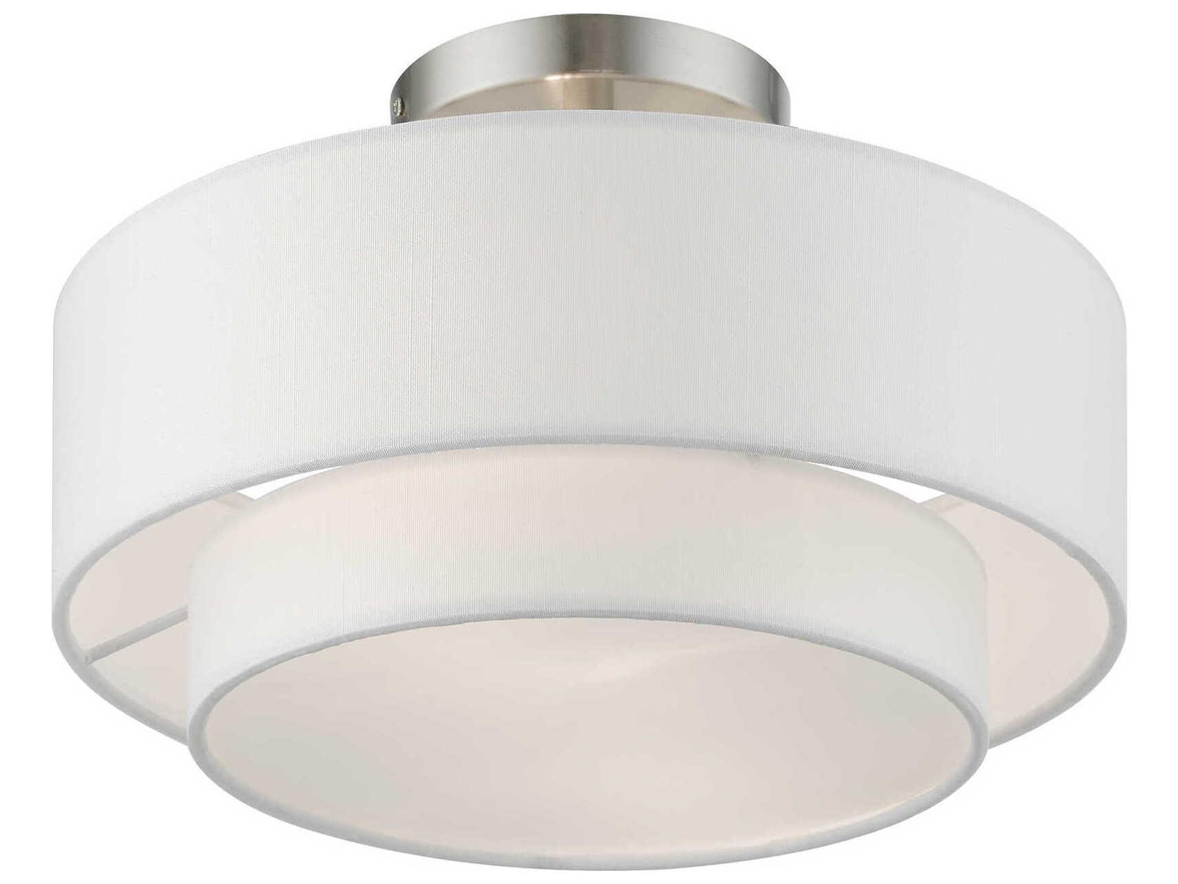 Livex Lighting Meridian 2-Light Brushed Nickel Drum Semi Flush Mount