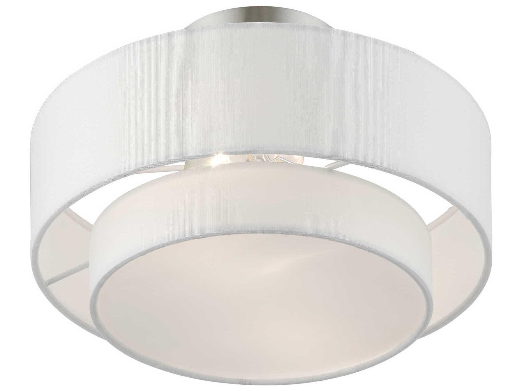Livex Lighting Meridian 2-Light Brushed Nickel Drum Semi Flush Mount