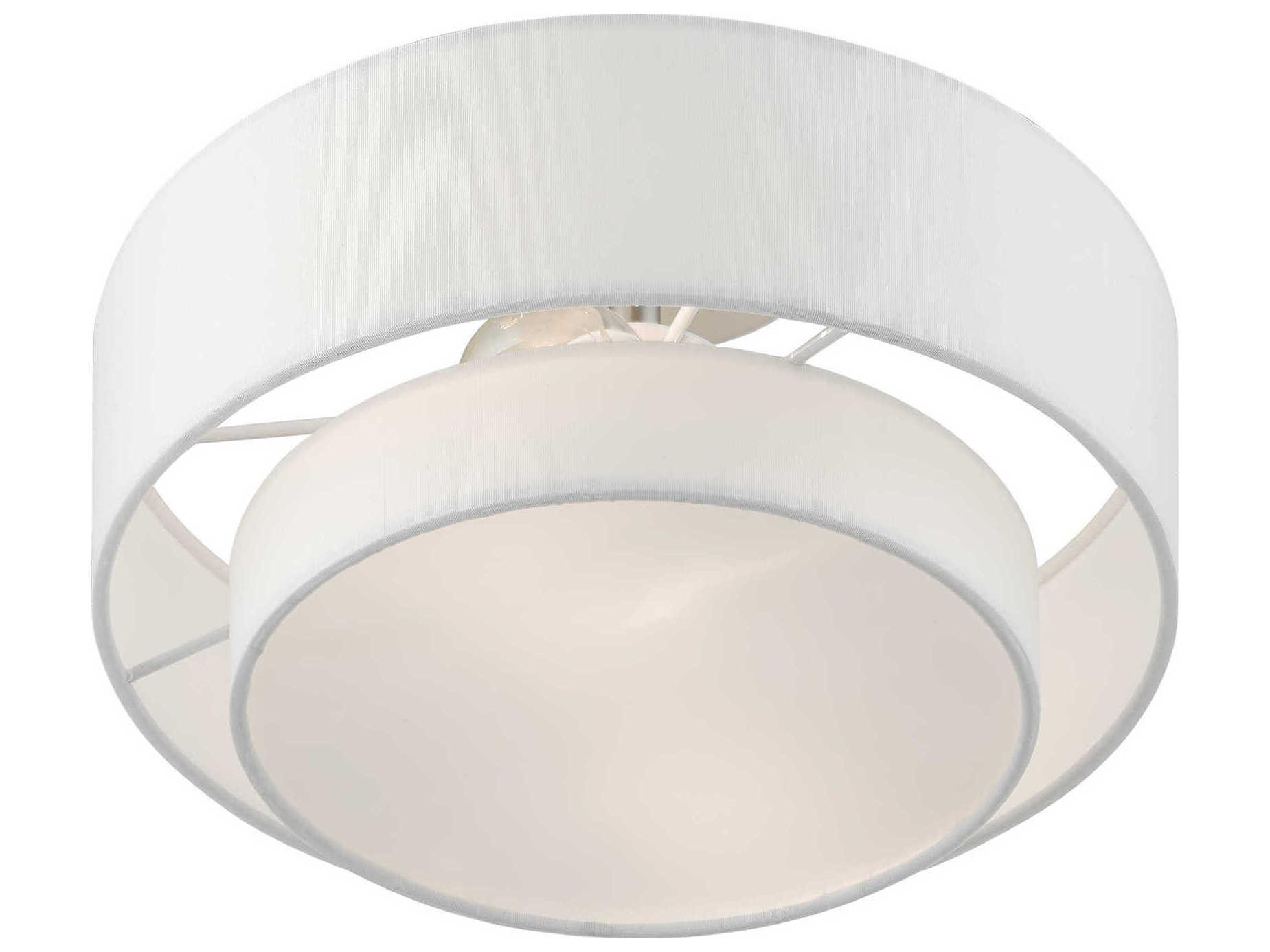 Livex Lighting Meridian 2-Light Brushed Nickel Drum Semi Flush Mount