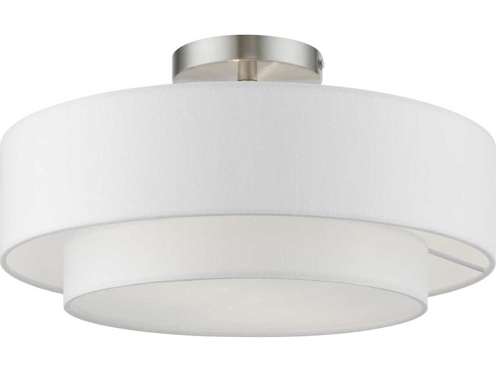 Livex Lighting Meridian 2-Light Brushed Nickel Drum Semi Flush Mount