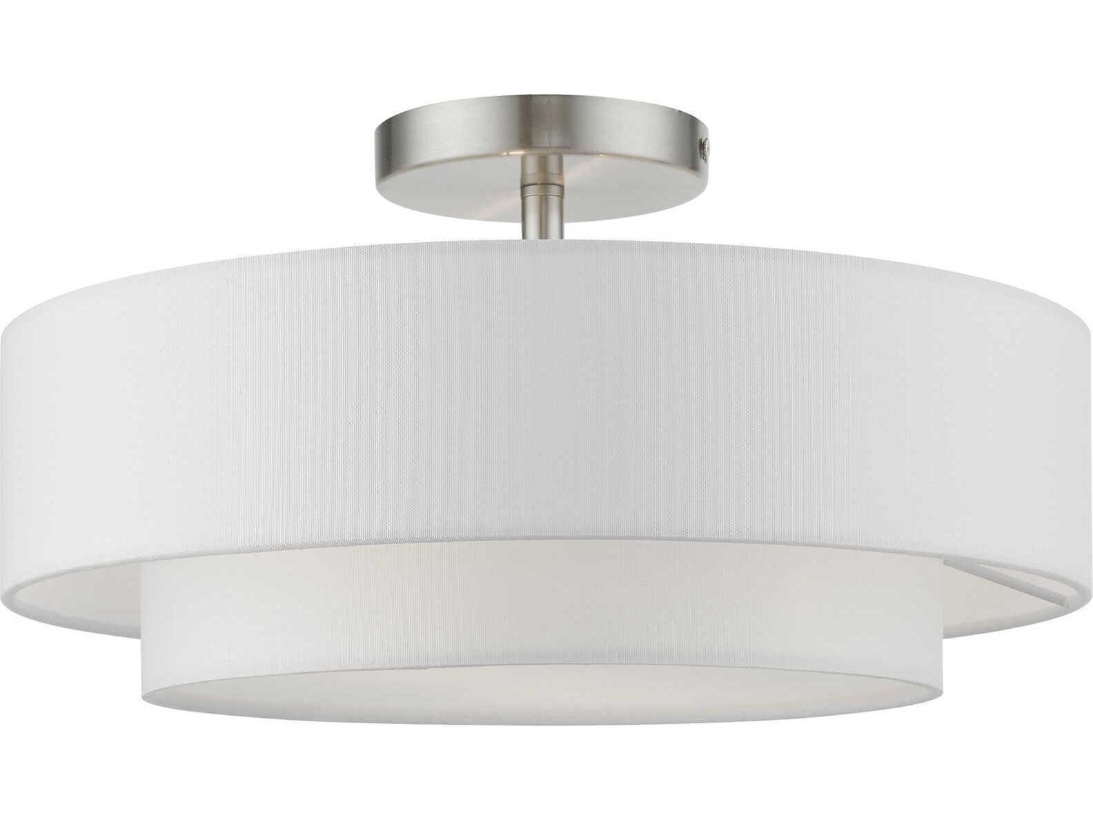 Livex Lighting Meridian 2-Light Brushed Nickel Drum Semi Flush Mount