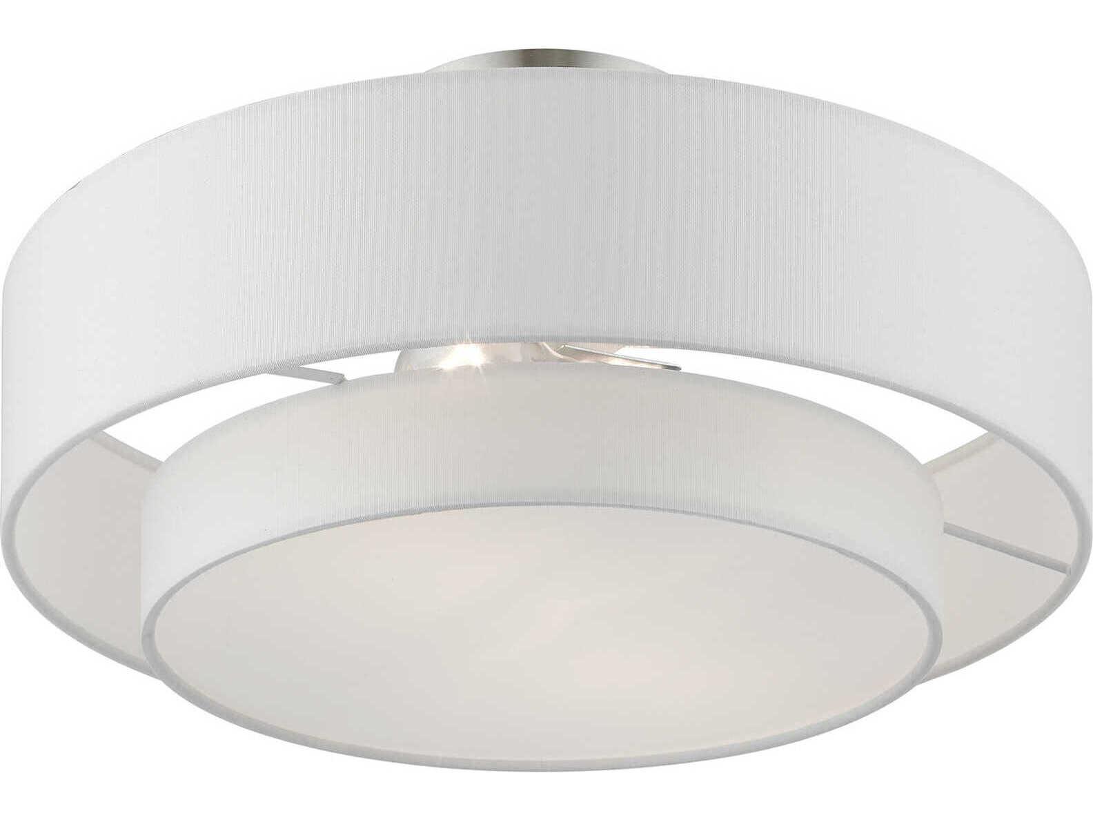 Livex Lighting Meridian 2-Light Brushed Nickel Drum Semi Flush Mount