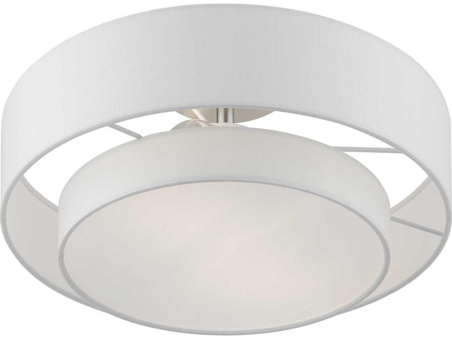 Livex Lighting Meridian 2-Light Brushed Nickel Drum Semi Flush Mount