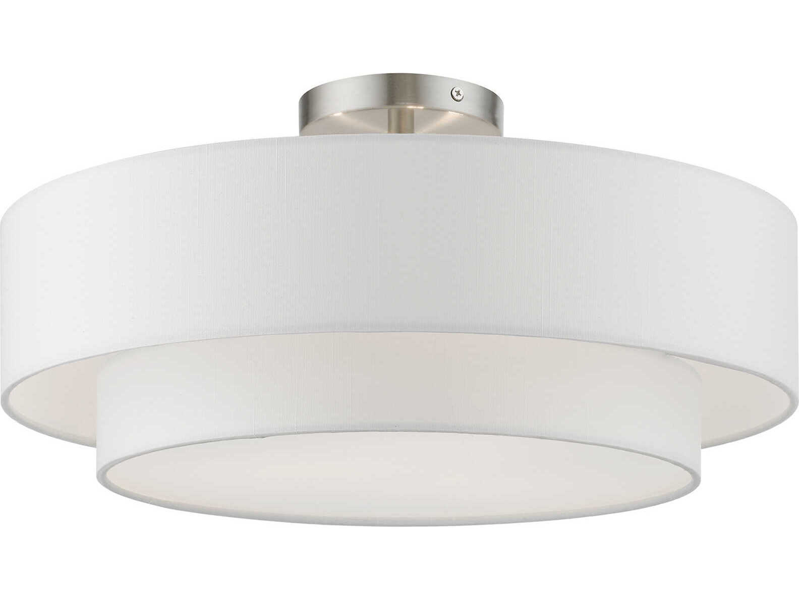Livex Lighting Meridian 3-Light Brushed Nickel Drum Semi Flush Mount