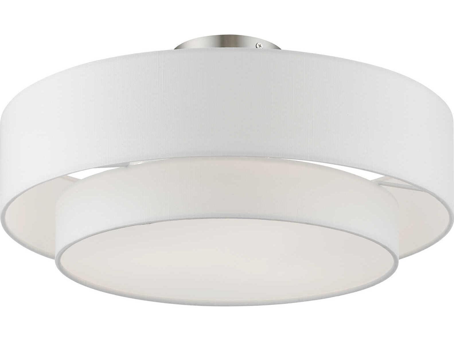 Livex Lighting Meridian 3-Light Brushed Nickel Drum Semi Flush Mount