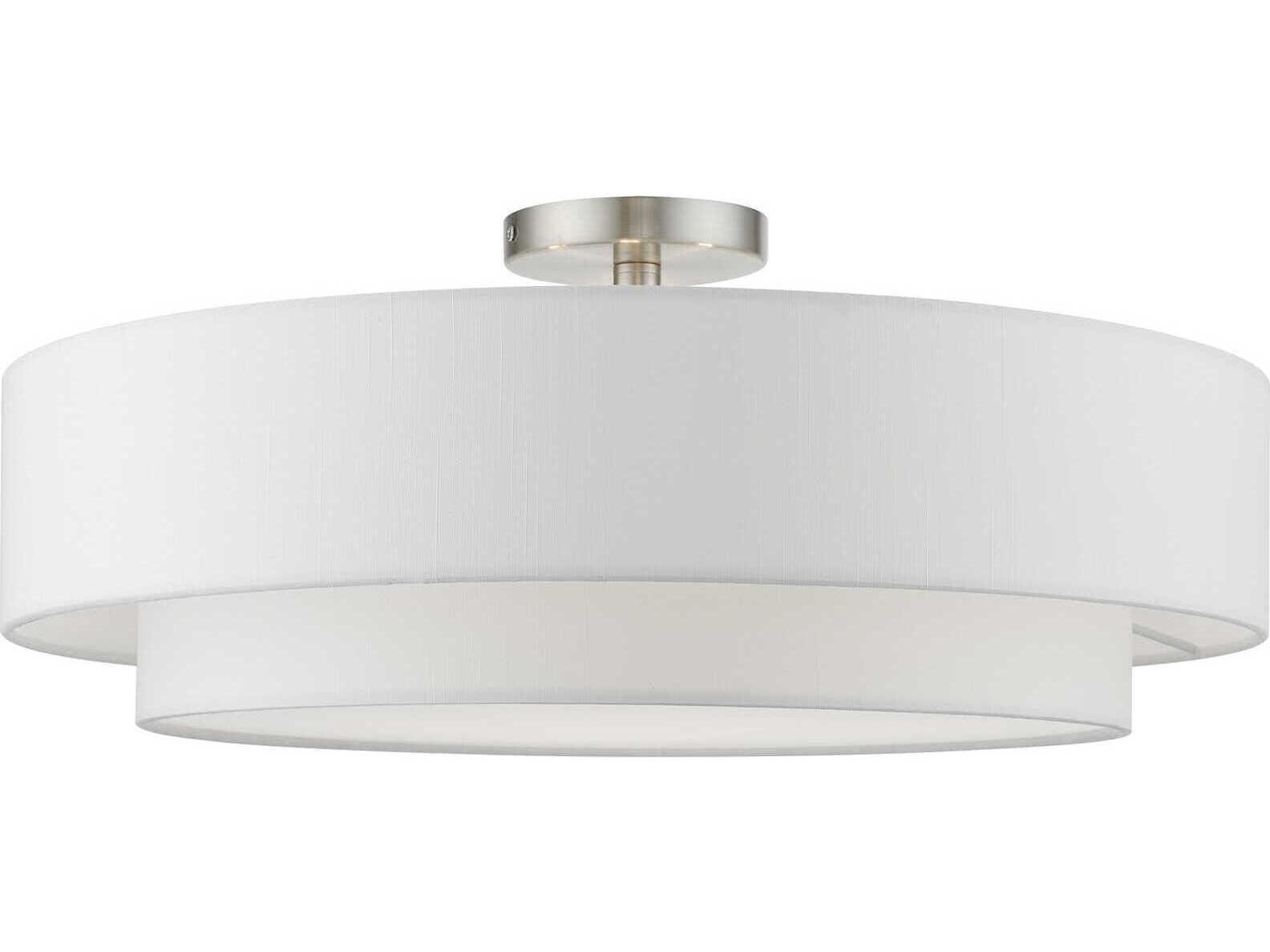 Livex Lighting Meridian 4-Light Brushed Nickel Drum Semi Flush Mount