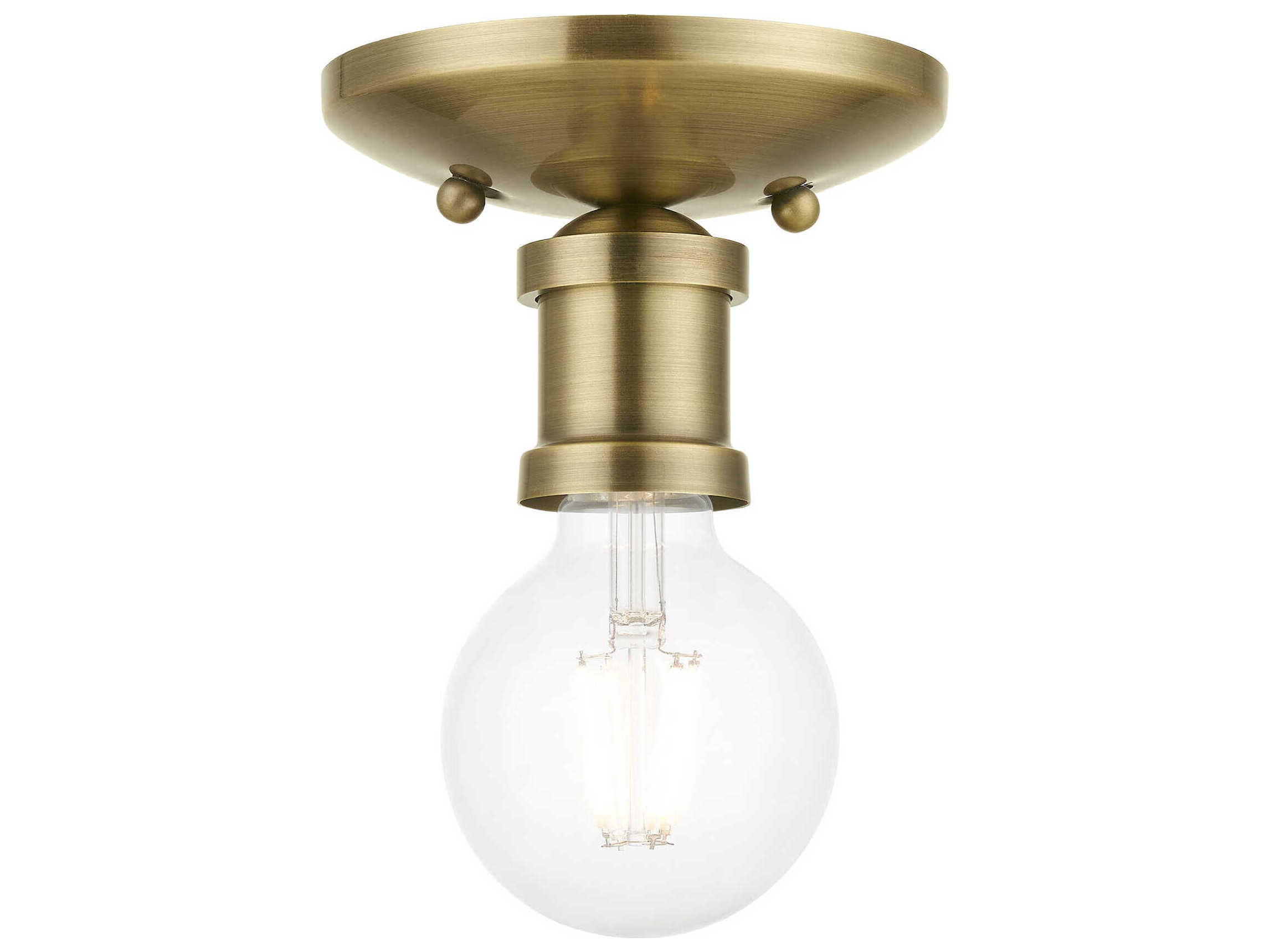 Livex Lighting Lansdale 1-Light Antique Brass Semi Flush Mount