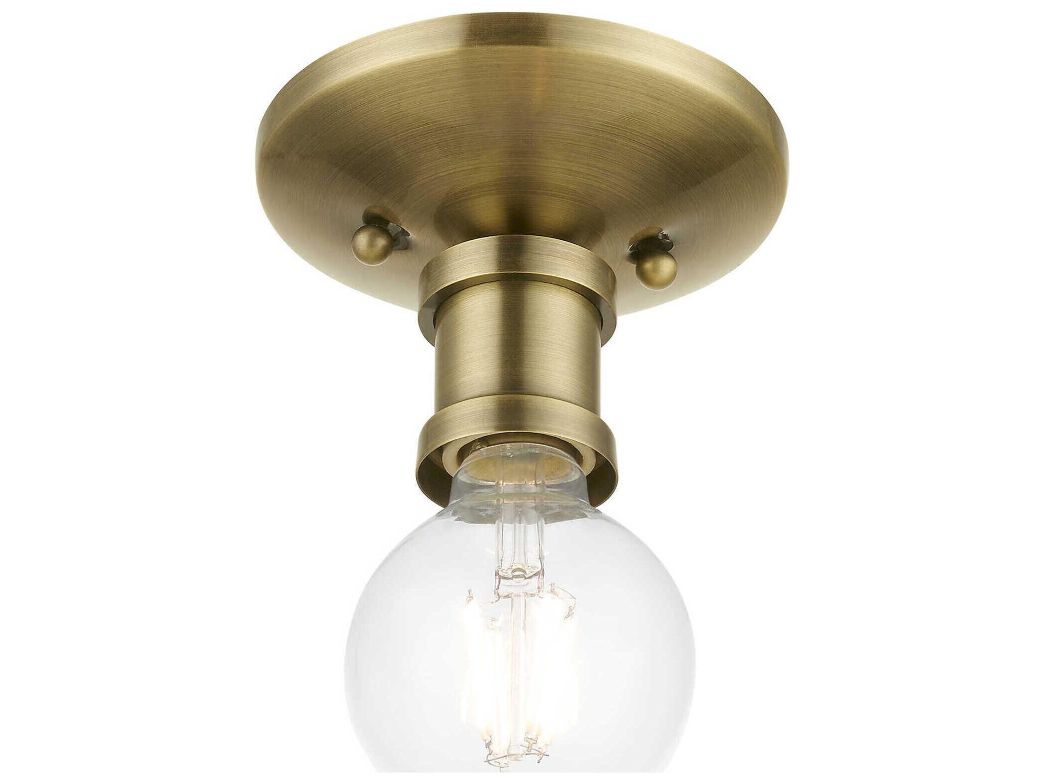 Livex Lighting Lansdale 1-Light Antique Brass Semi Flush Mount