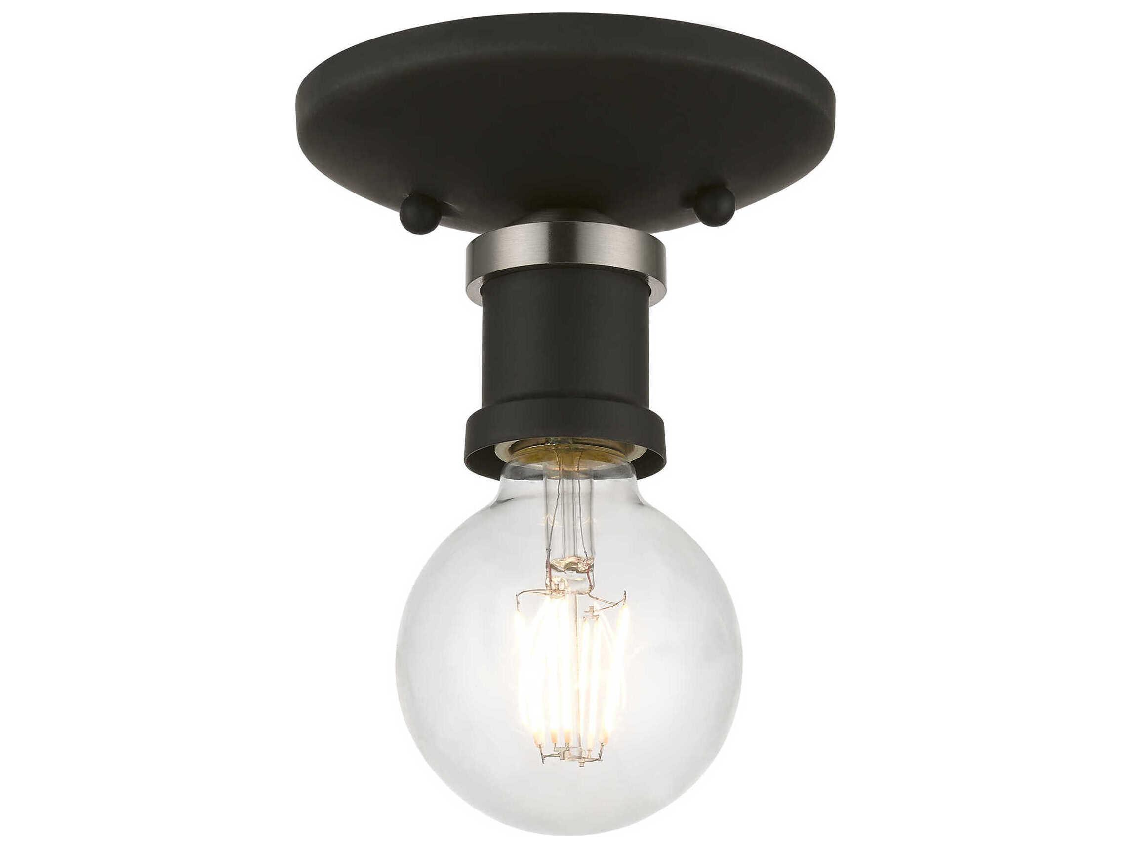 Livex Lighting Lansdale 1-Light Black Brushed Nickel Semi Flush Mount