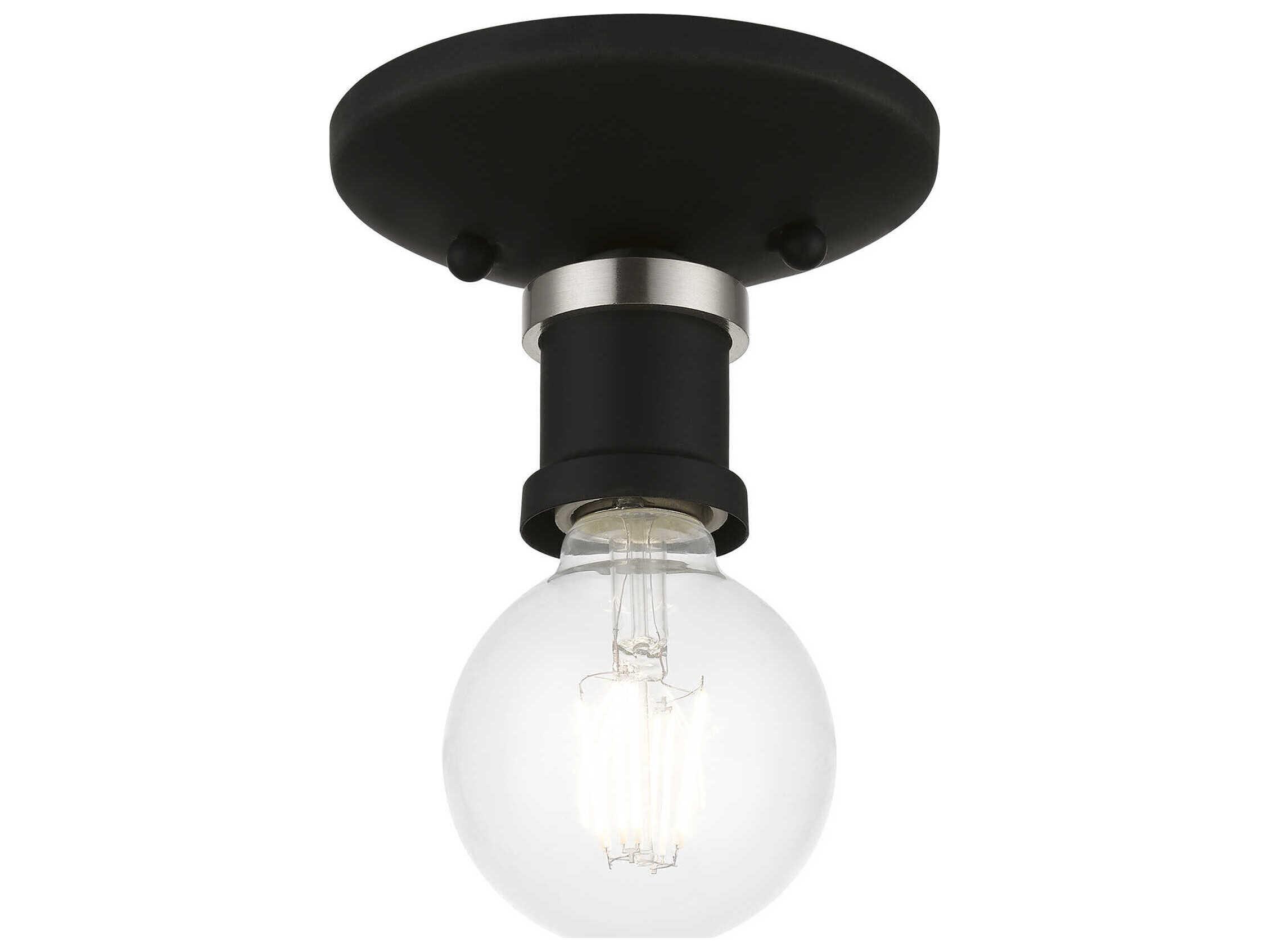 Livex Lighting Lansdale 1-Light Black Brushed Nickel Semi Flush Mount