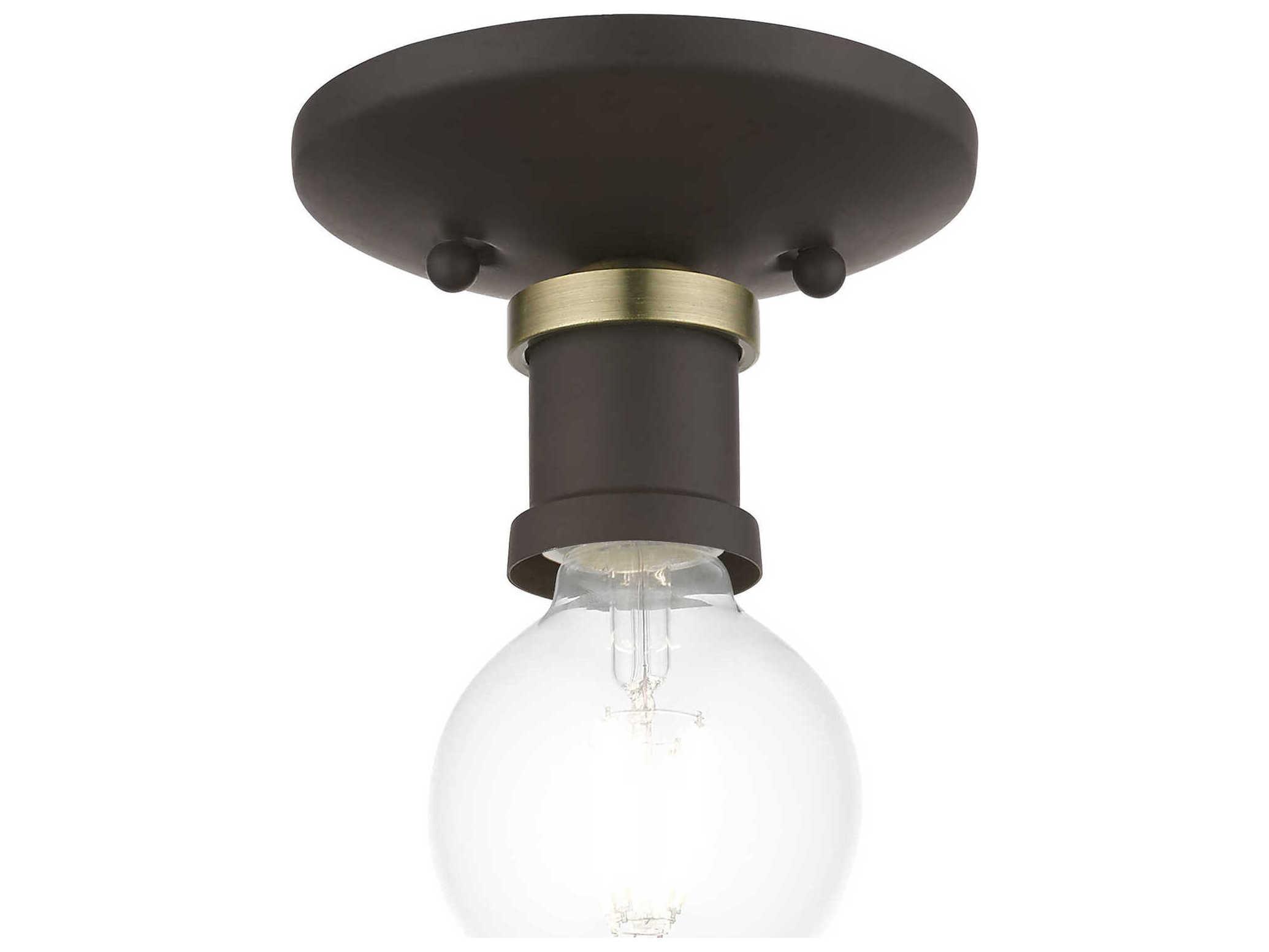 Livex Lighting Lansdale 1-Light Bronze Antique Brass Semi Flush Mount