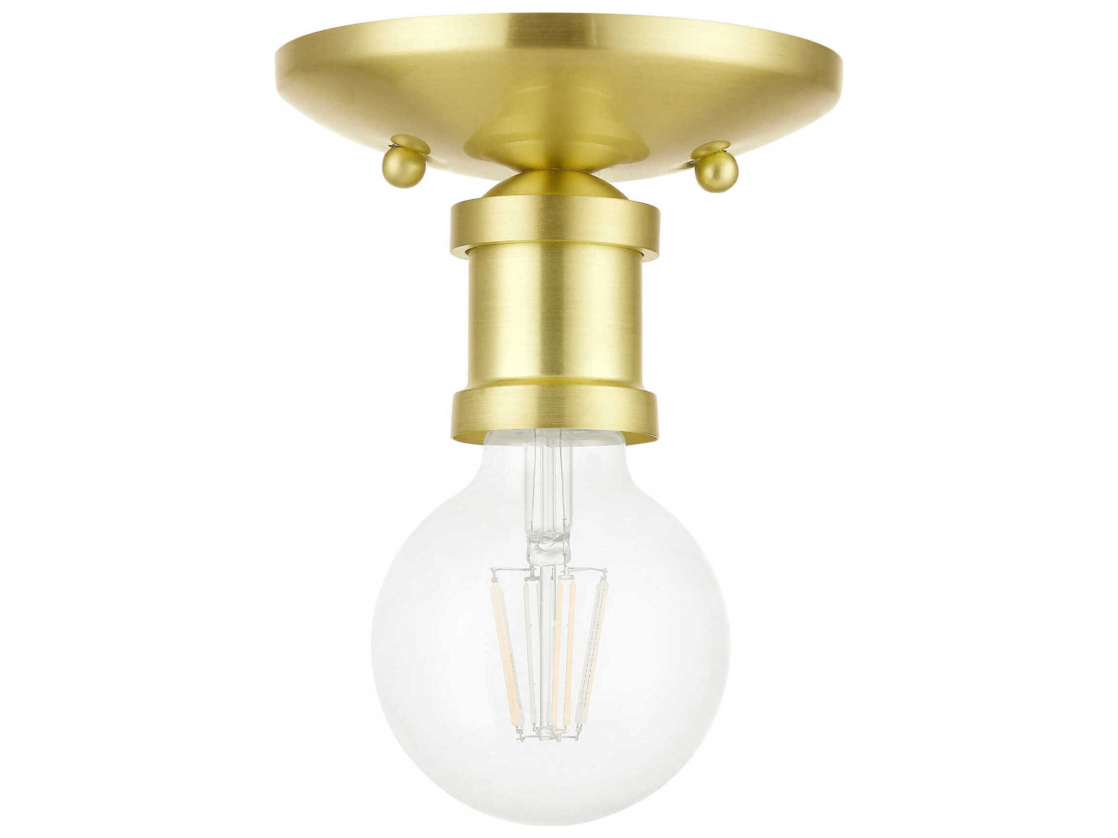 Livex Lighting Lansdale 1-Light Satin Brass Semi Flush Mount
