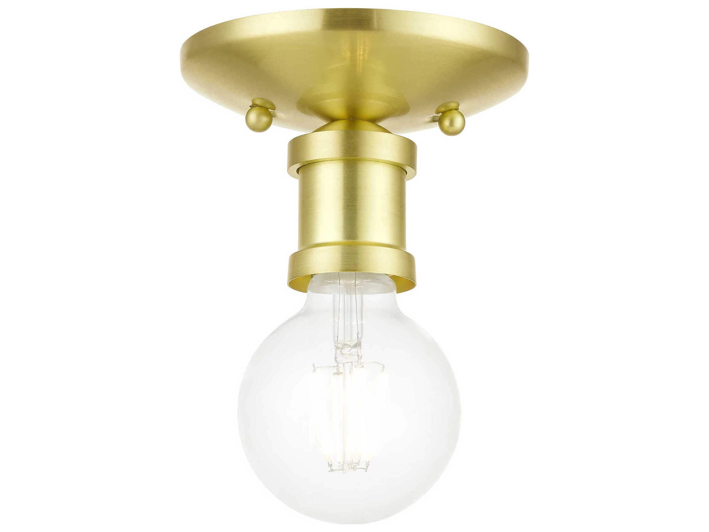 Livex Lighting Lansdale 1-Light Satin Brass Semi Flush Mount
