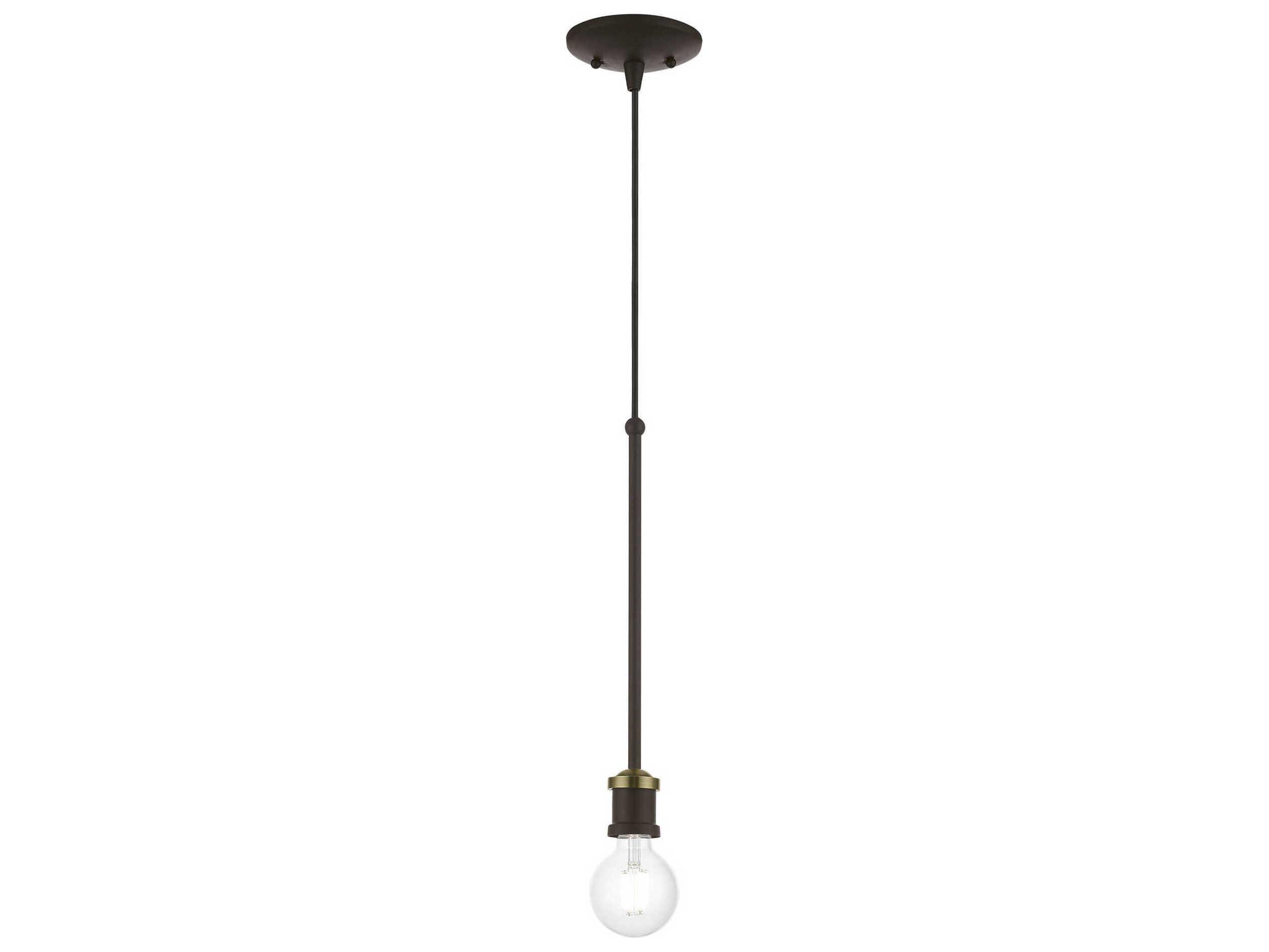 Livex Lighting Lansdale 1-Light Bronze Antique Brass Mini Pendant