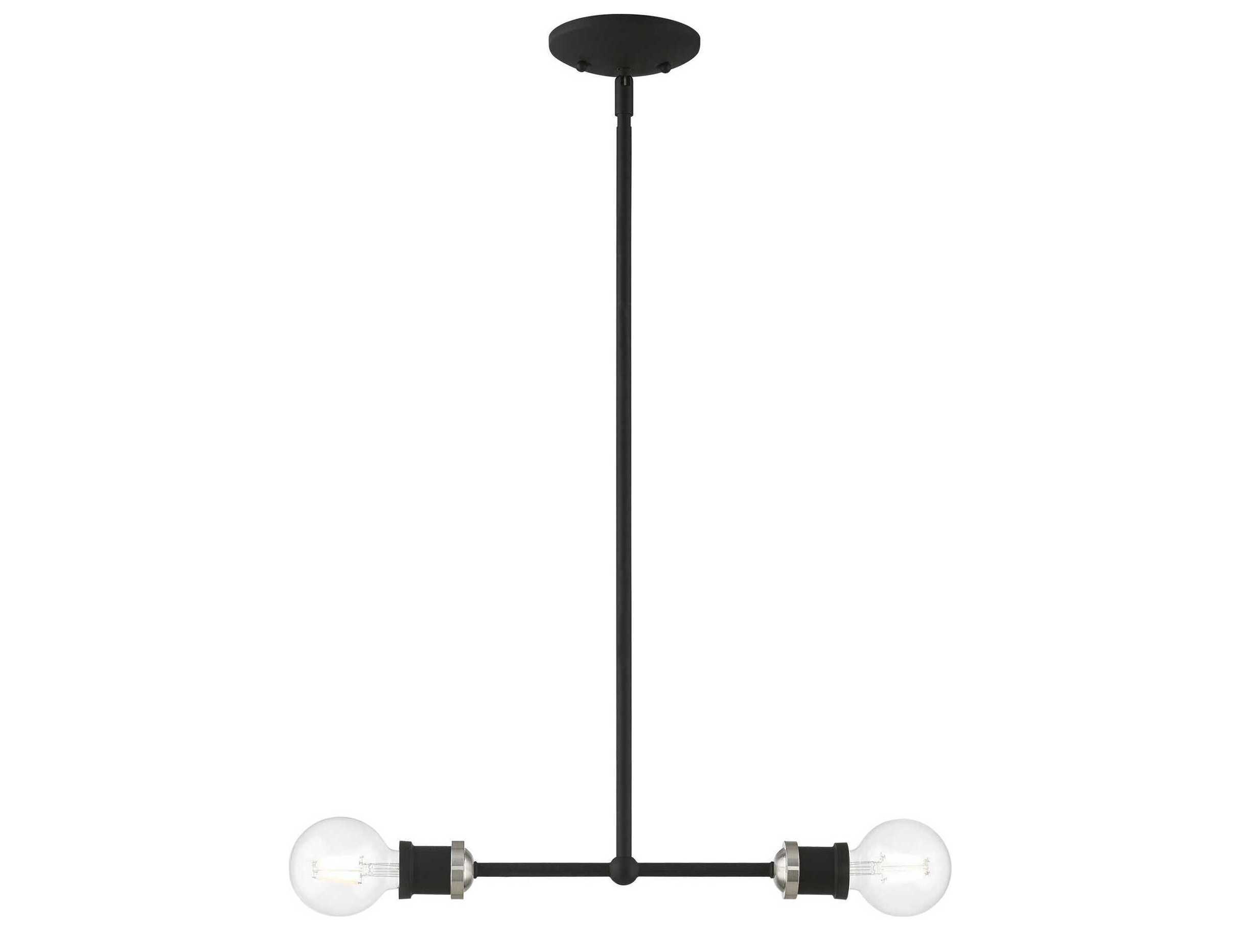 Livex Lighting Lansdale 2-Light Black Brushed Nickel Linear Island Pendant