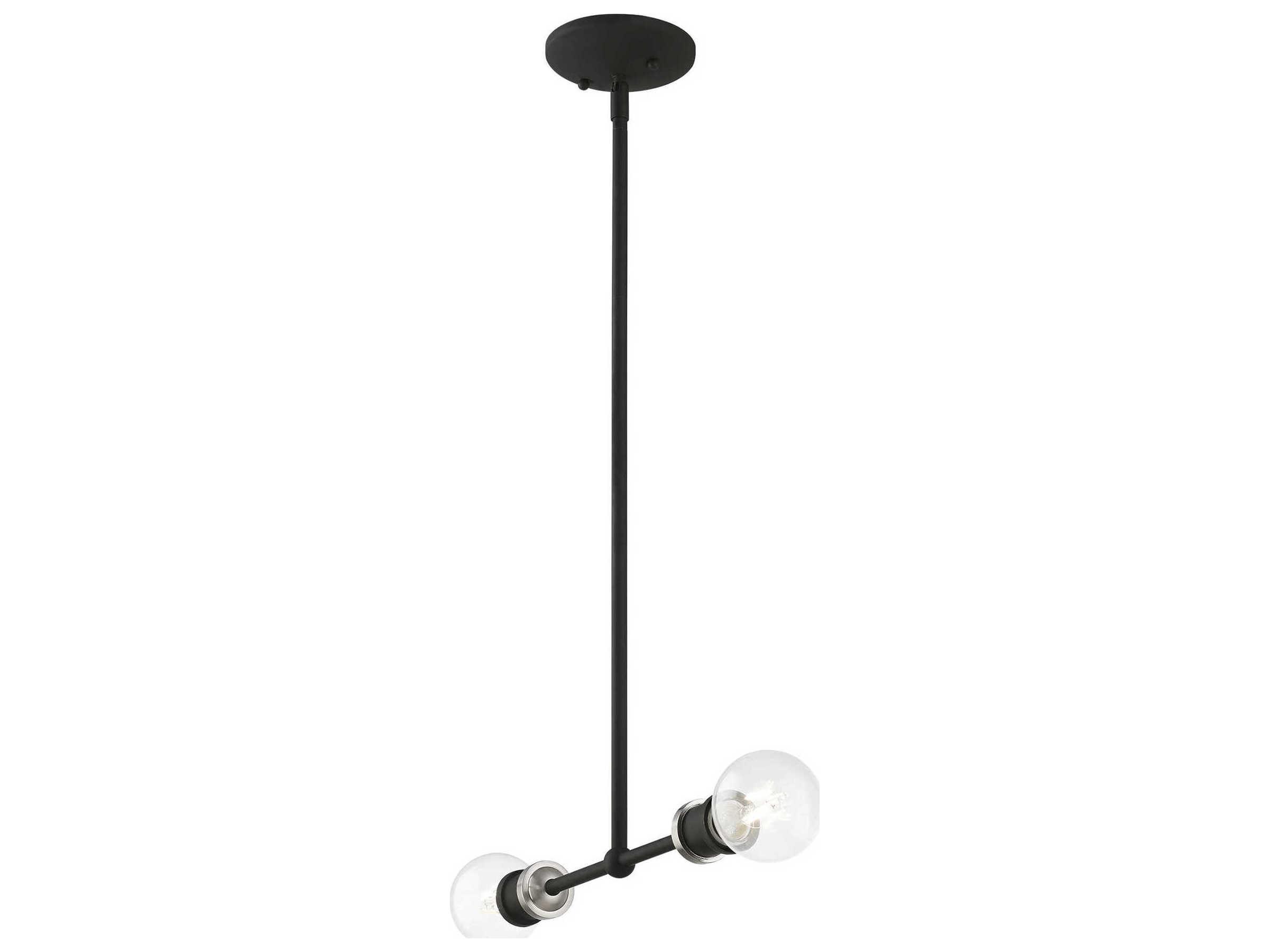 Livex Lighting Lansdale 2-Light Black Brushed Nickel Linear Island Pendant