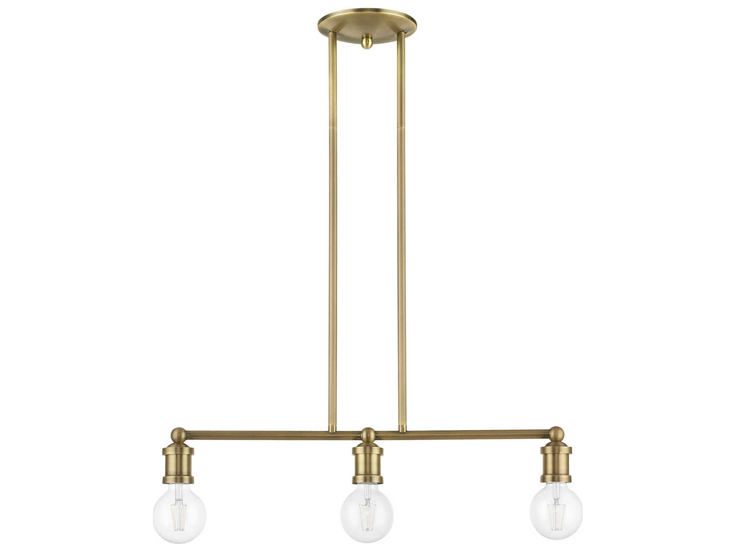 Livex Lighting Lansdale 3-Light Antique Brass Linear Island Pendant