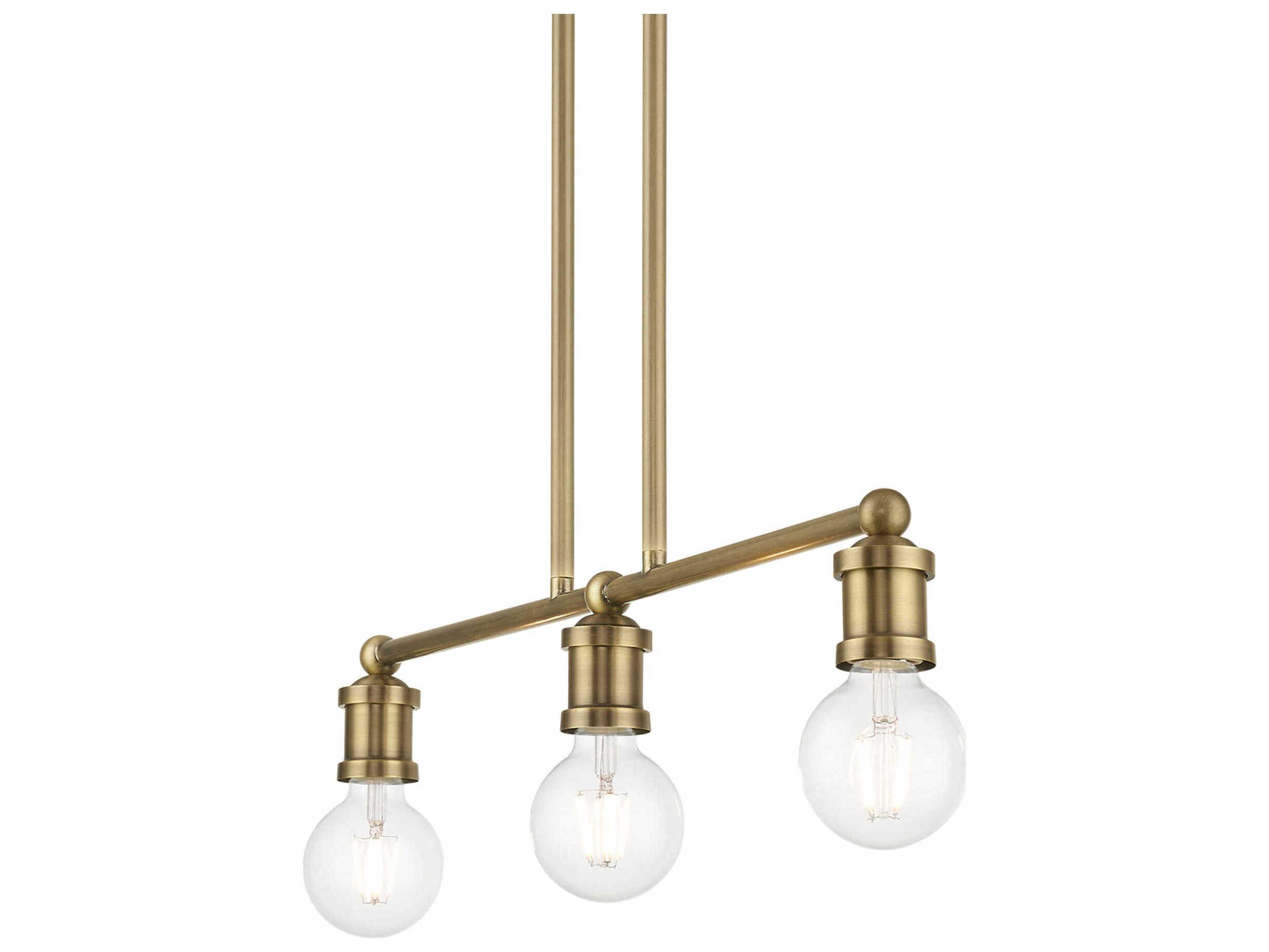 Livex Lighting Lansdale 3-Light Antique Brass Linear Island Pendant