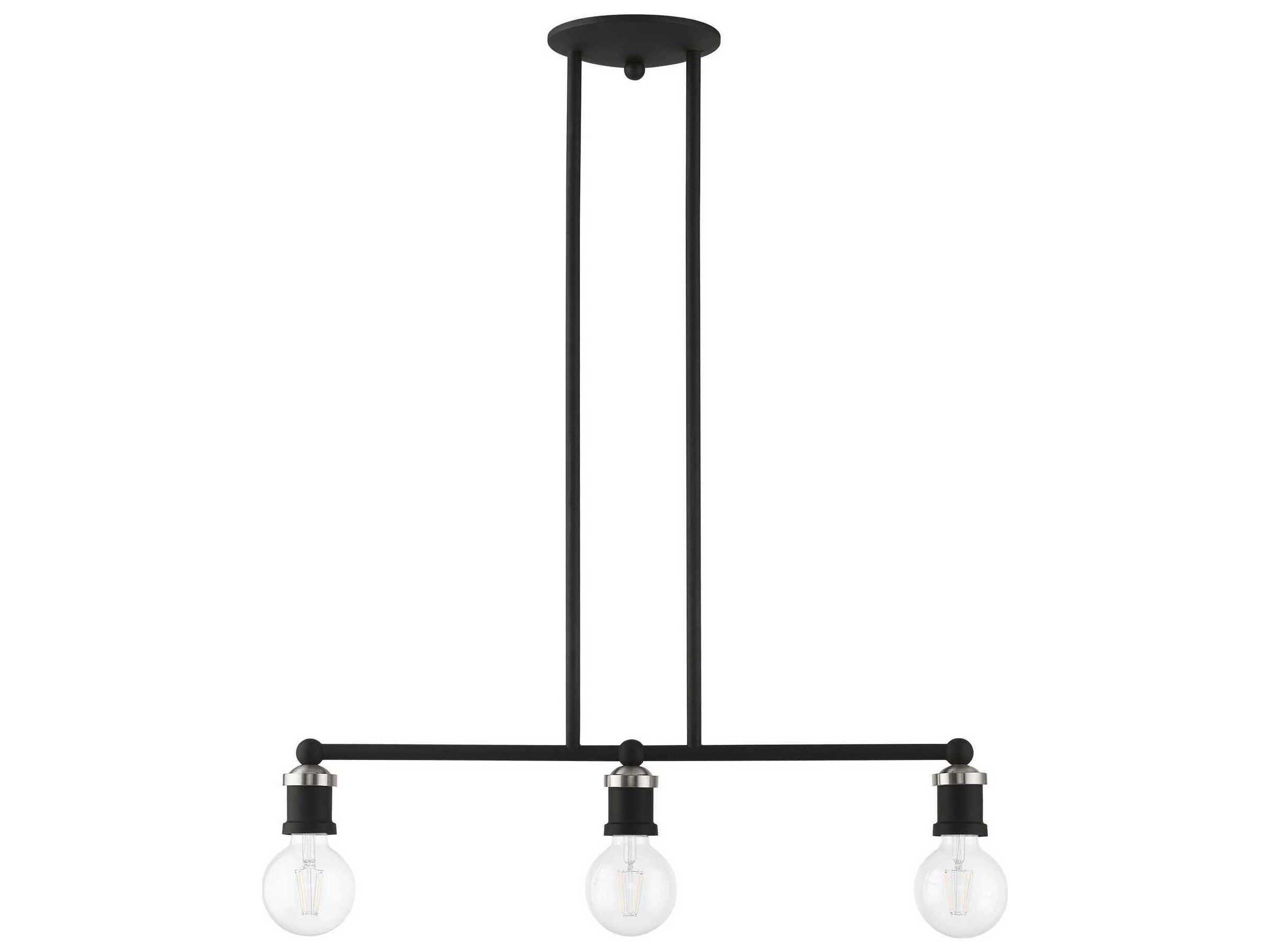 Livex Lighting Lansdale 3-Light Black Brushed Nickel Linear Island Pendant
