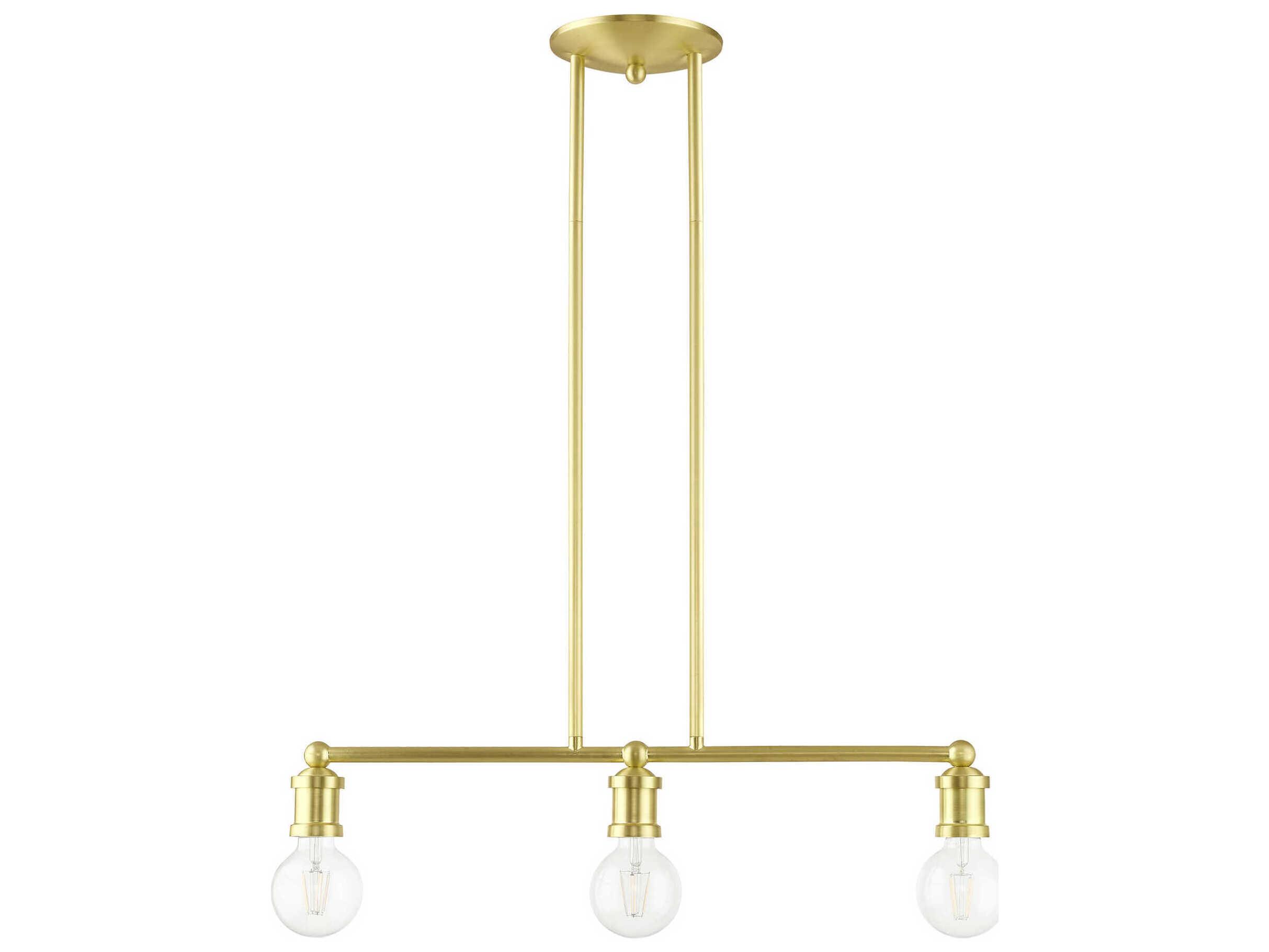 Livex Lighting Lansdale 3-Light Satin Brass Linear Island Pendant