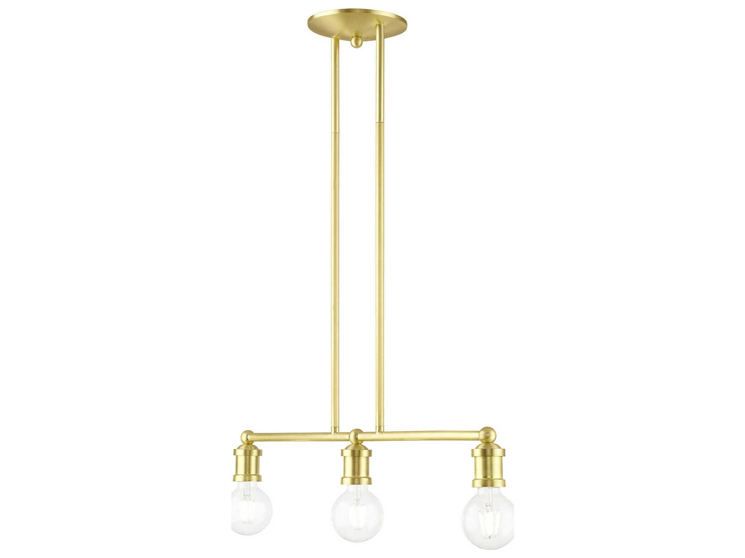 Livex Lighting Lansdale 3-Light Satin Brass Linear Island Pendant