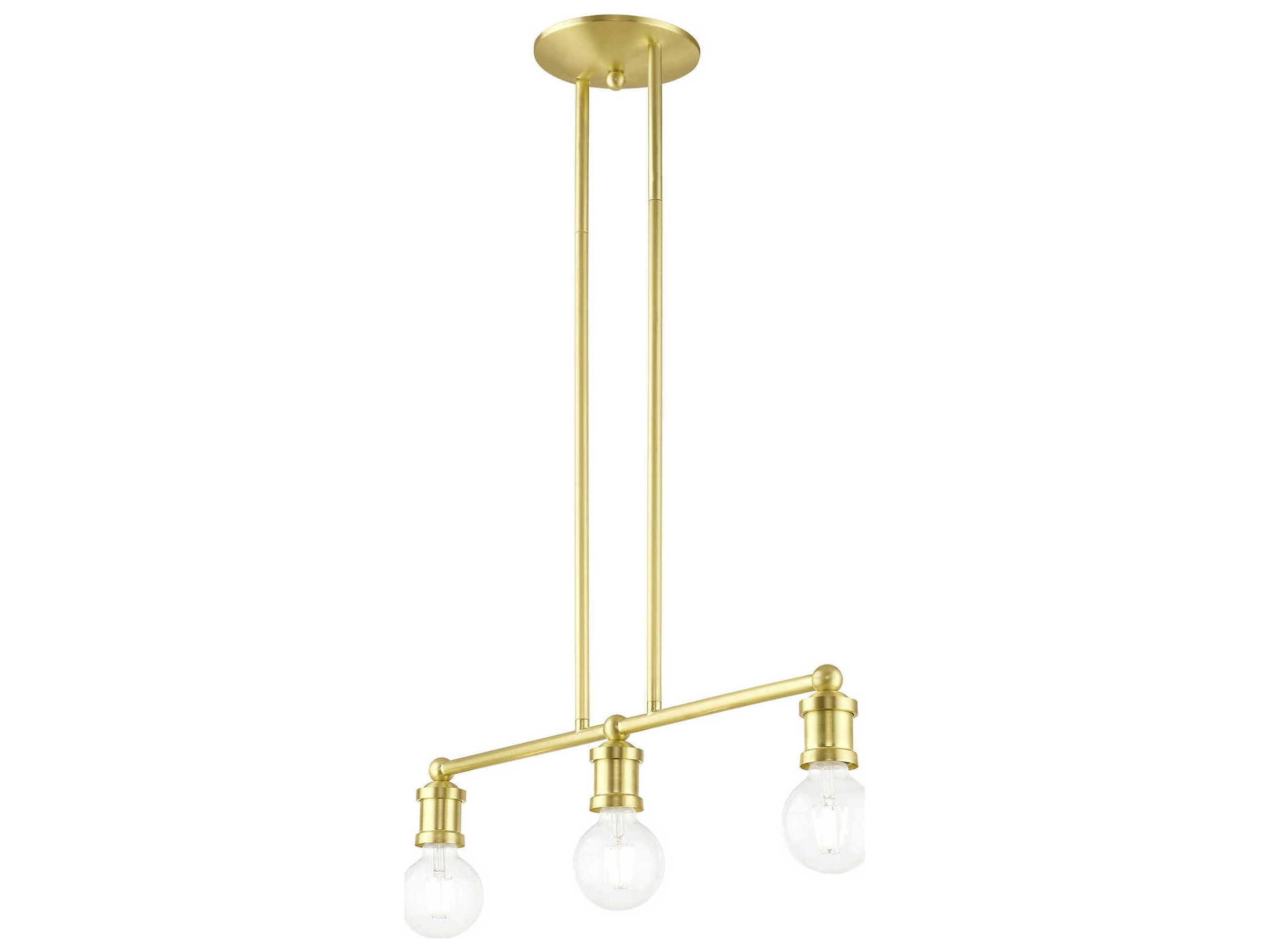 Livex Lighting Lansdale 3-Light Satin Brass Linear Island Pendant