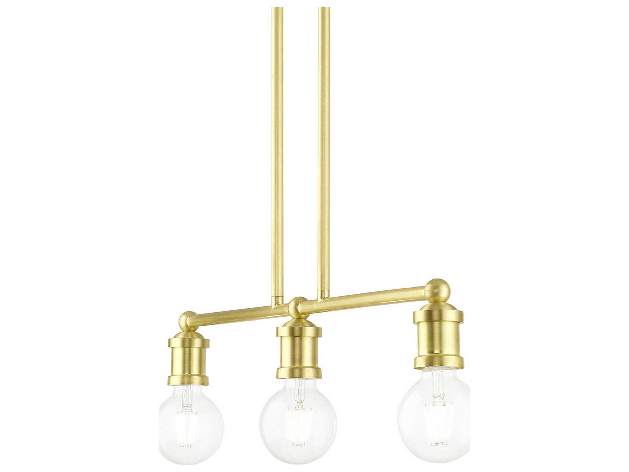 Livex Lighting Lansdale 3-Light Satin Brass Linear Island Pendant