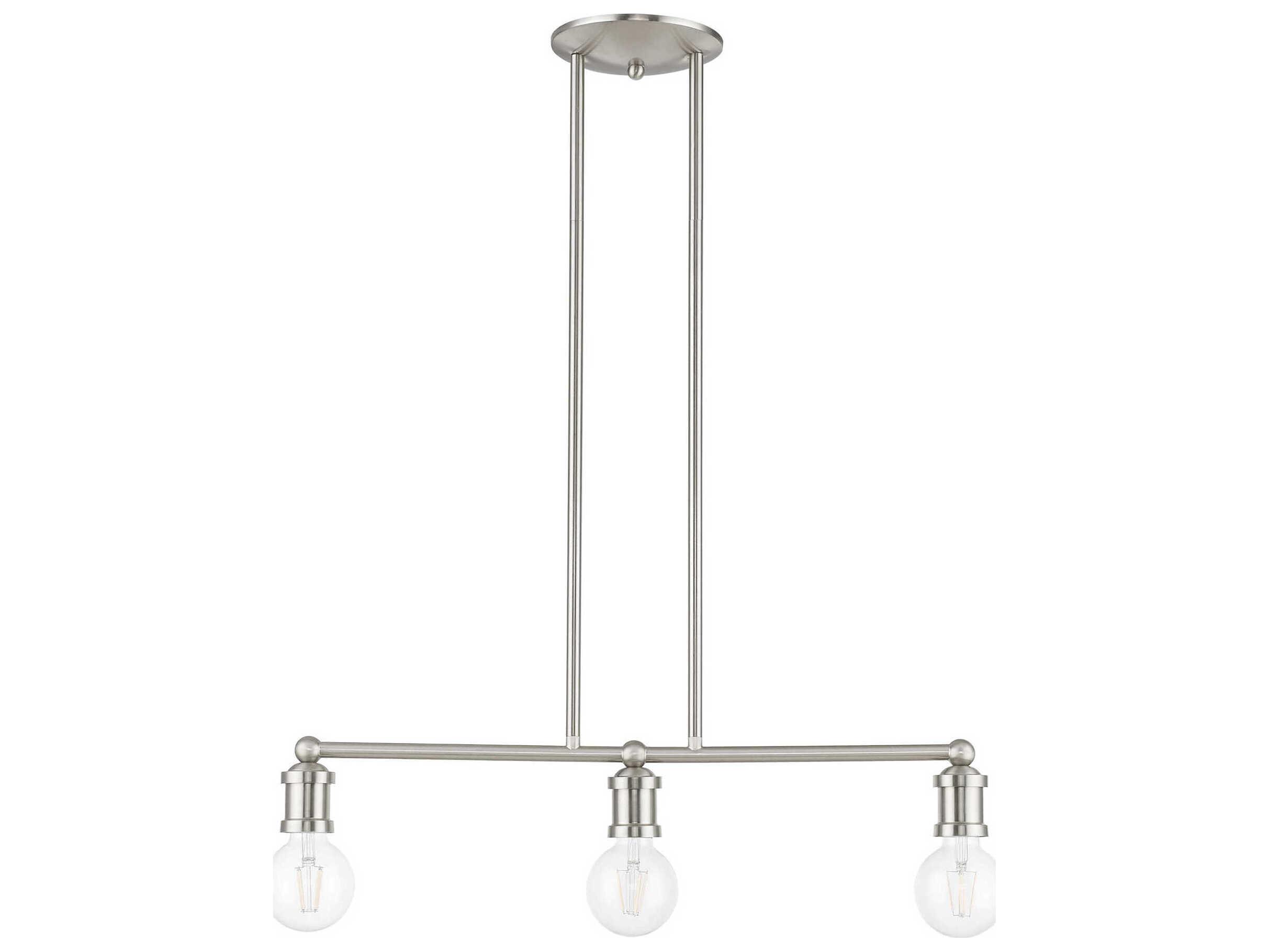 Livex Lighting Lansdale 3-Light Brushed Nickel Linear Island Pendant