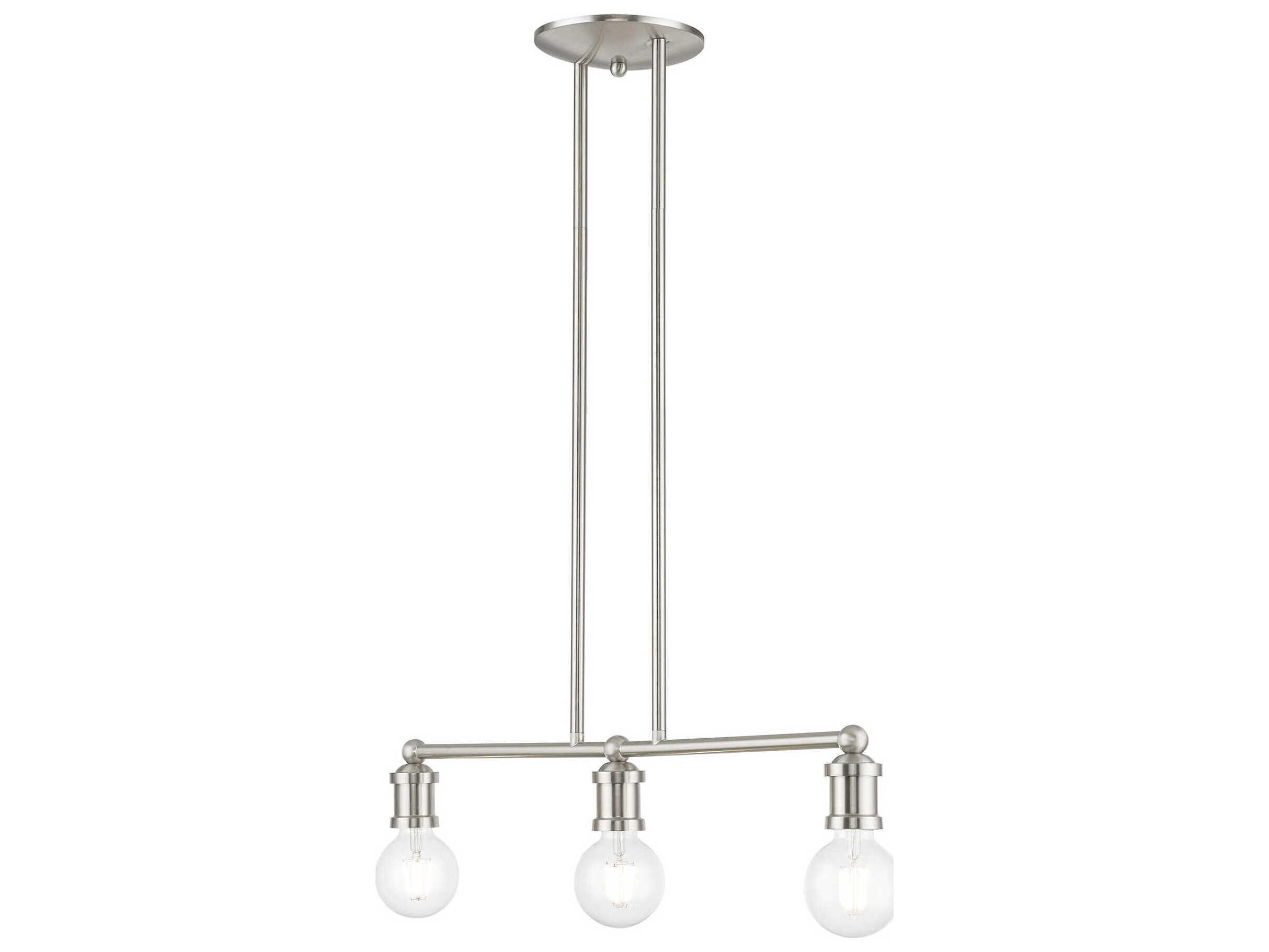 Livex Lighting Lansdale 3-Light Brushed Nickel Linear Island Pendant