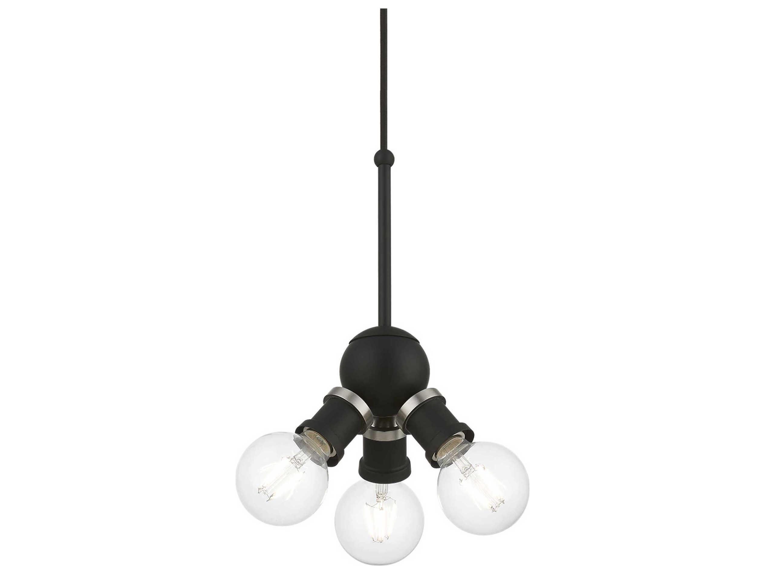 Livex Lighting Lansdale 3-Light Black Brushed Nickel Mini Pendant