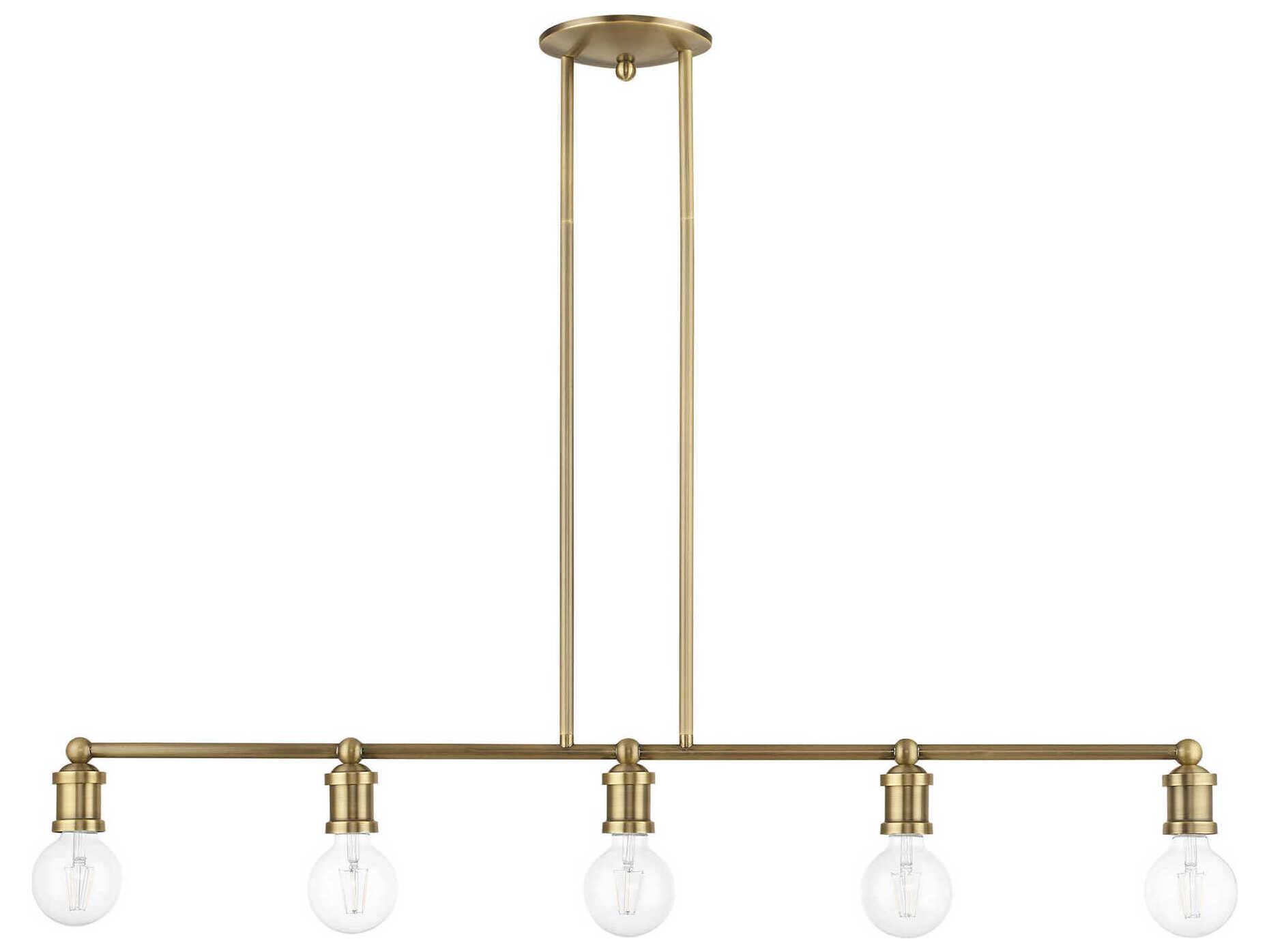 Livex Lighting Lansdale 5-Light Antique Brass Linear Island Pendant