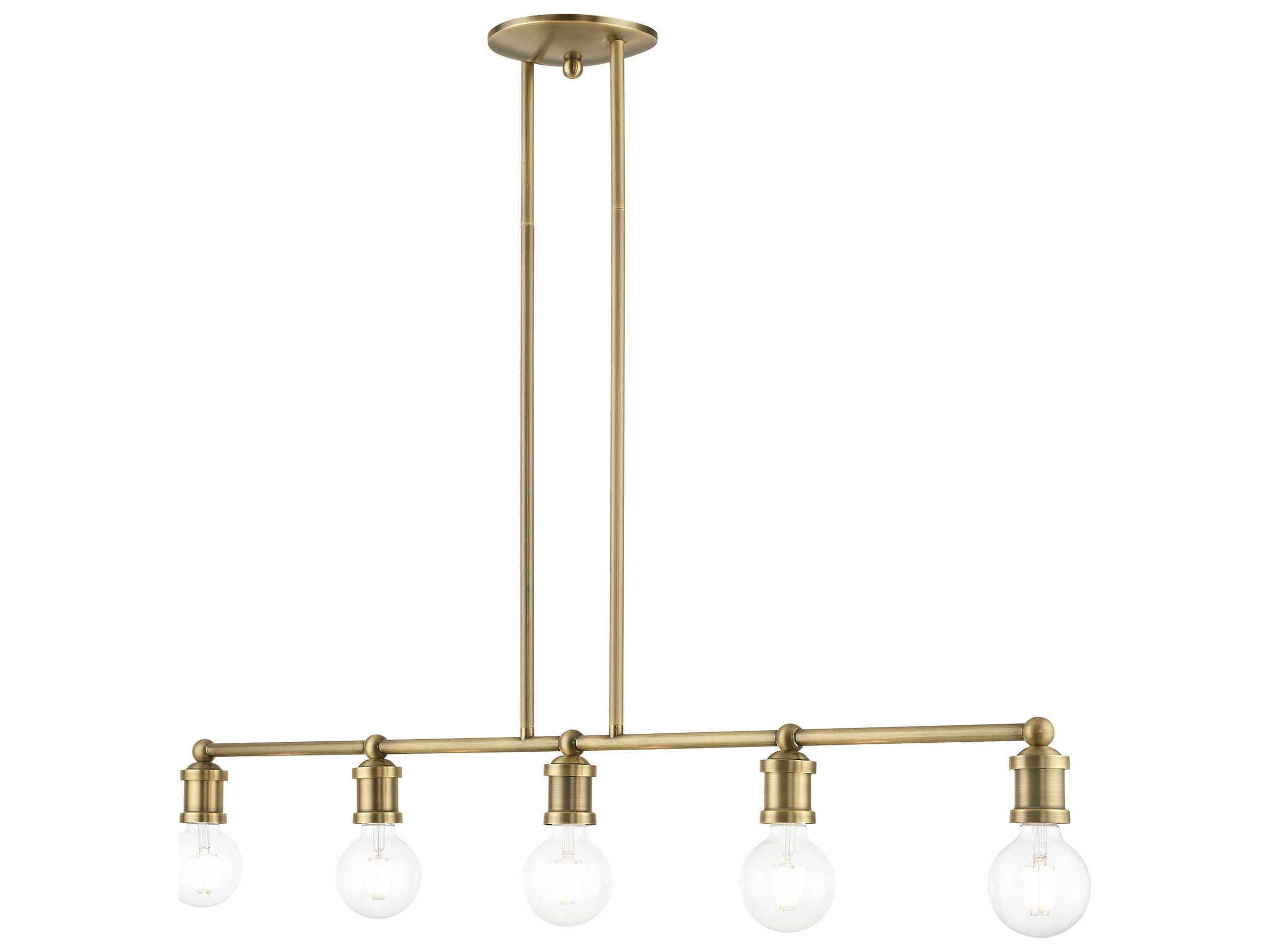 Livex Lighting Lansdale 5-Light Antique Brass Linear Island Pendant