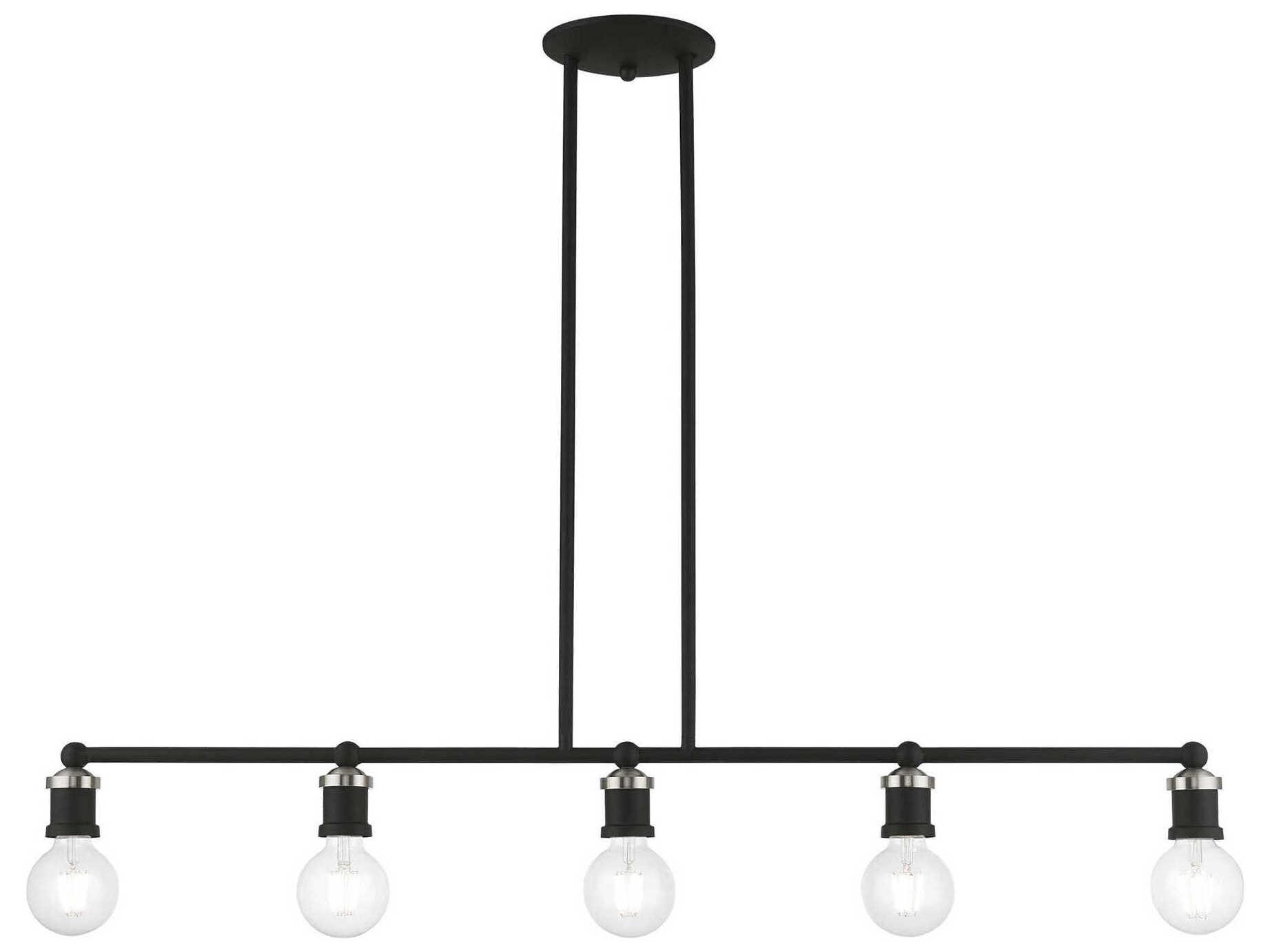 Livex Lighting Lansdale 5-Light Black Brushed Nickel Linear Island Pendant