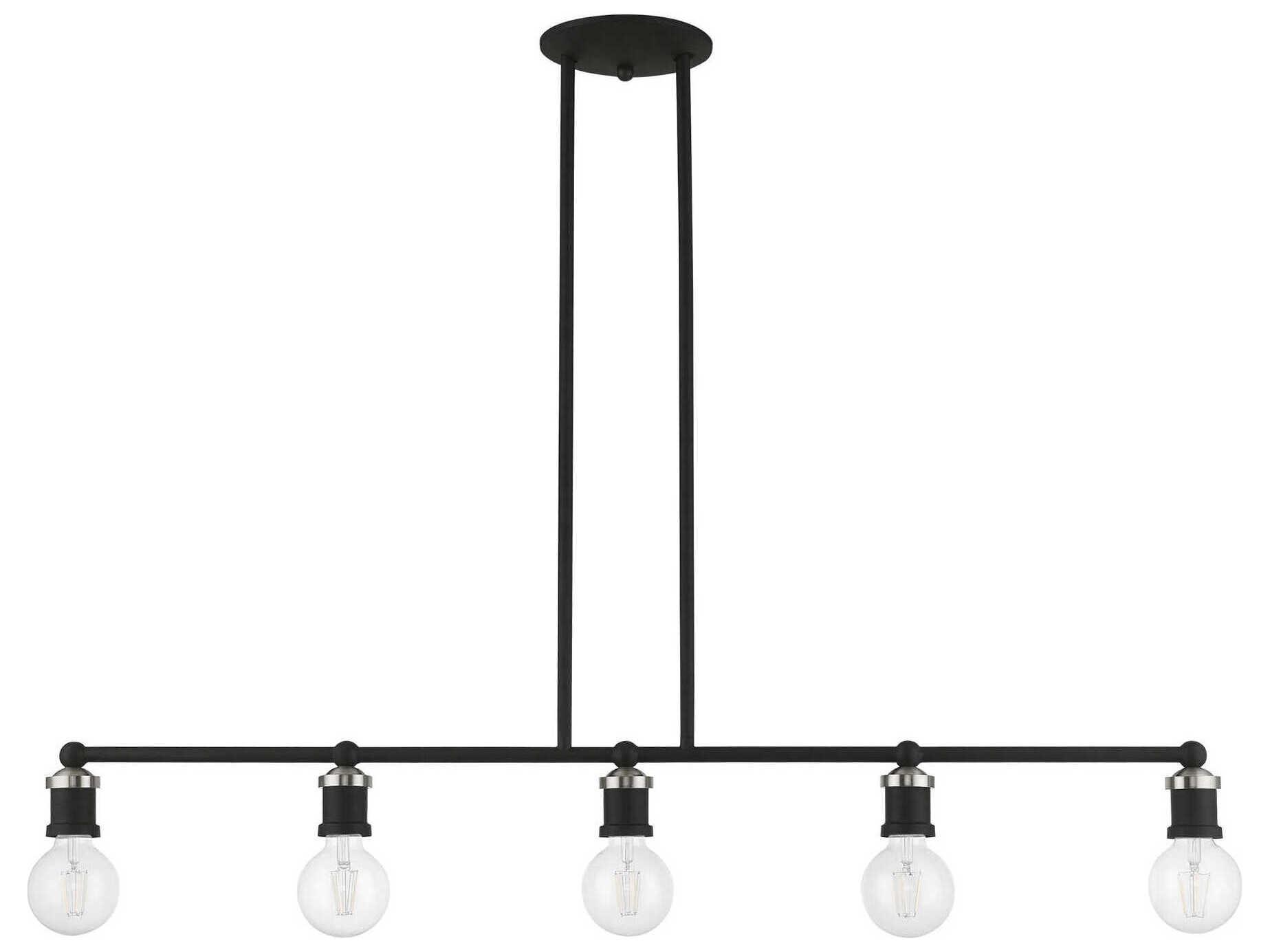 Livex Lighting Lansdale 5-Light Black Brushed Nickel Linear Island Pendant